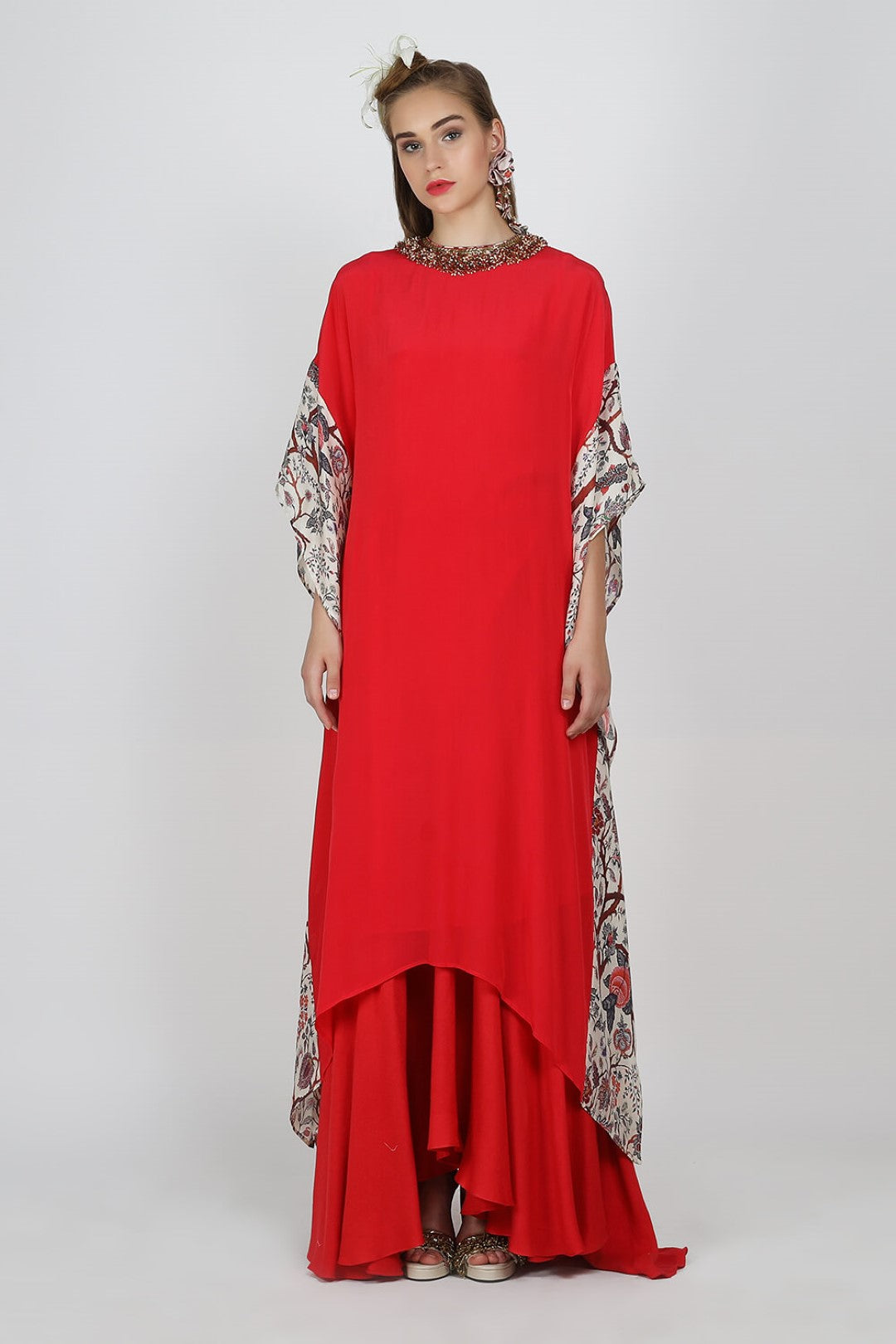 asymmetric kaftan  dress with an asymmetric skirt