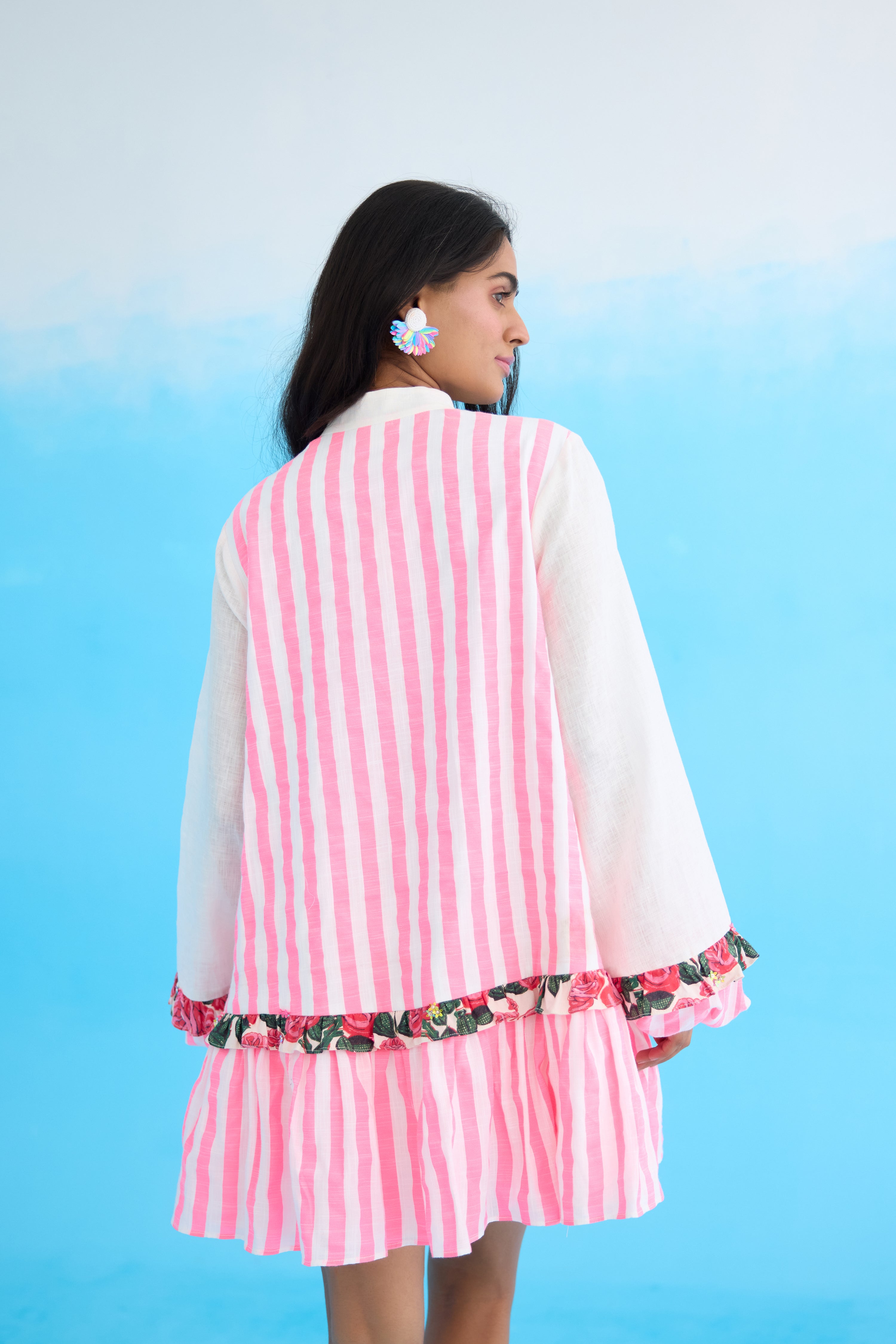 White candy stripes mini dress