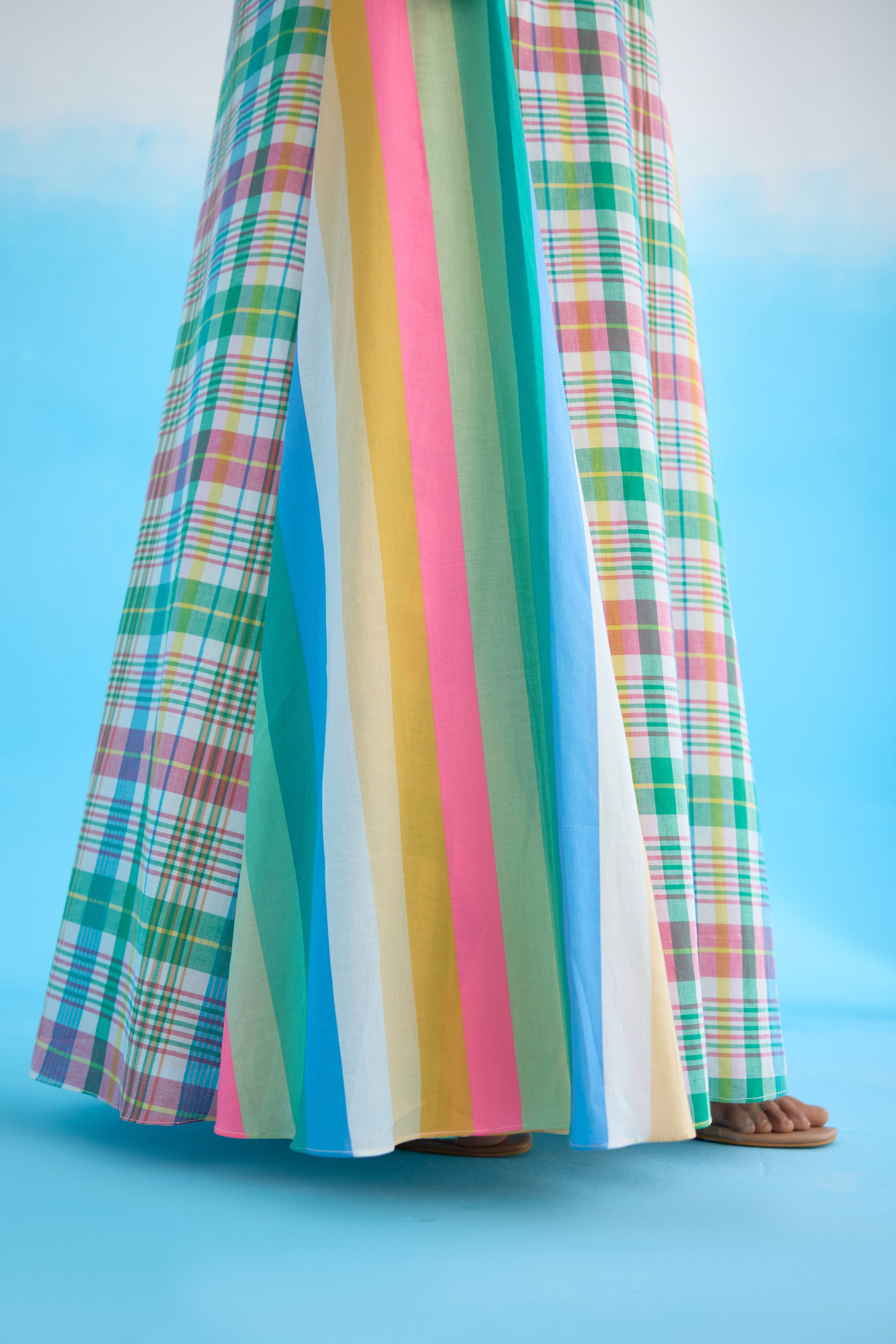 Blue madras checks maxi dress