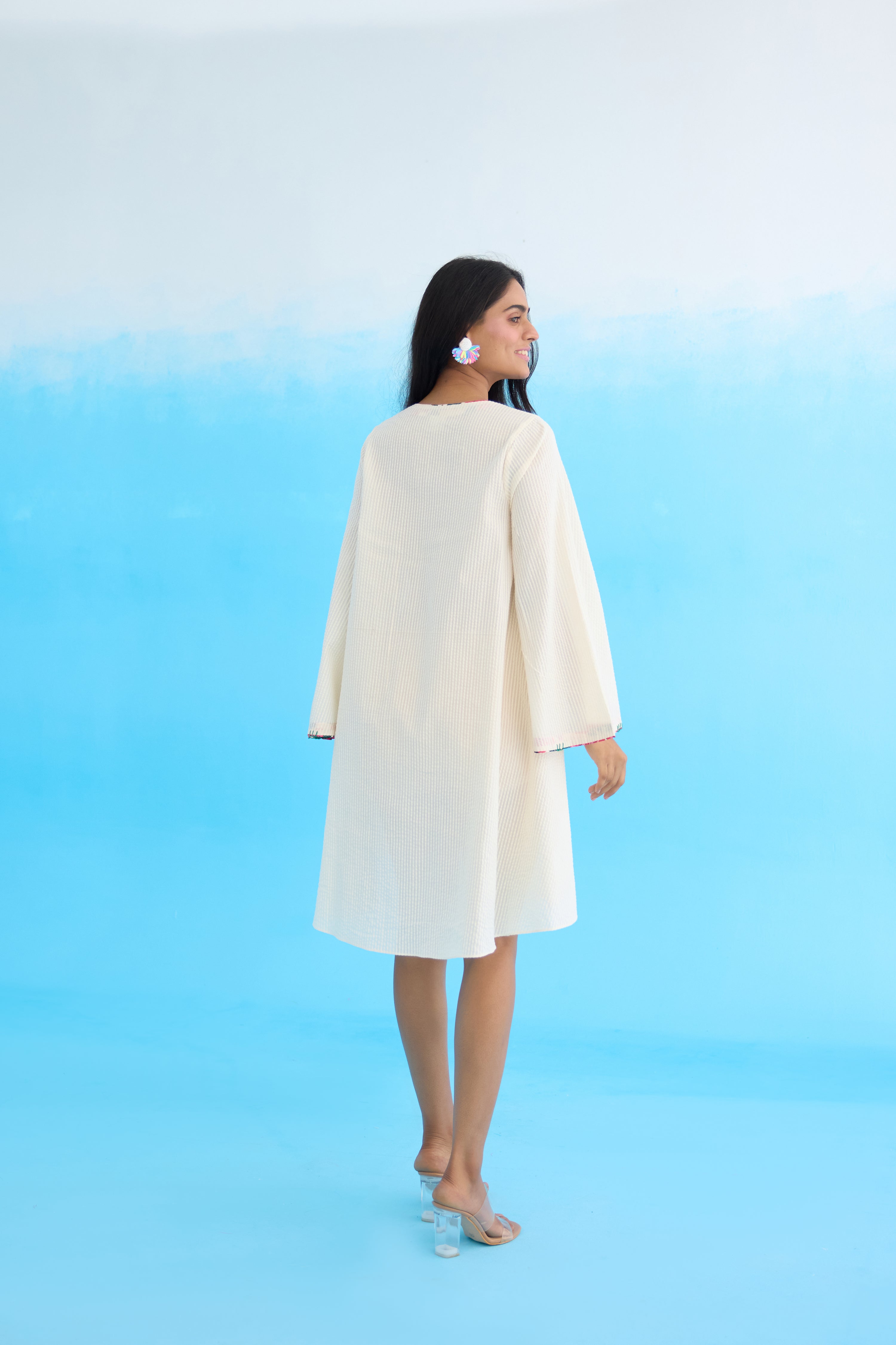 Cream hi-low a-line dress