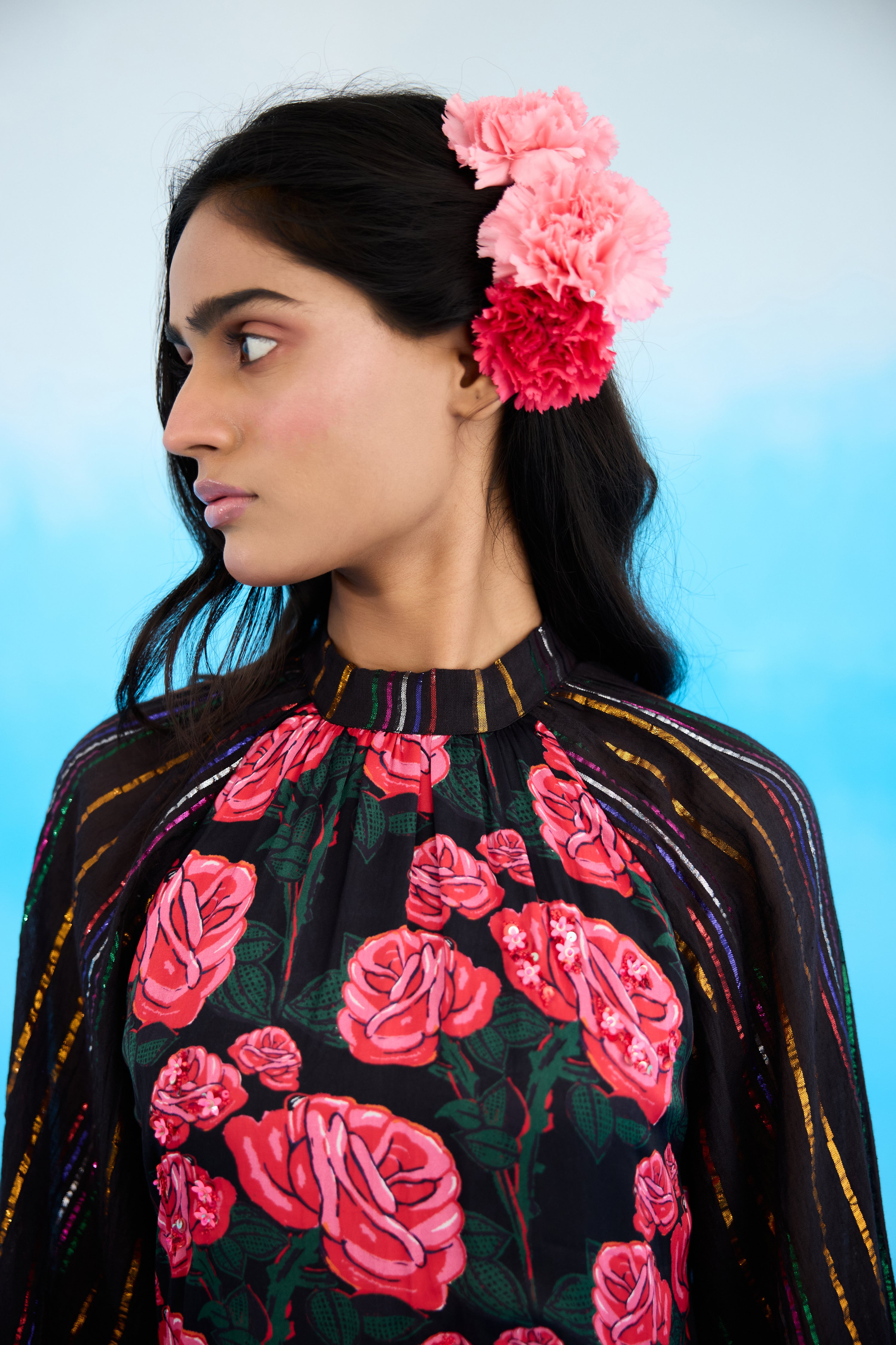 Pink rose tier maxi dress