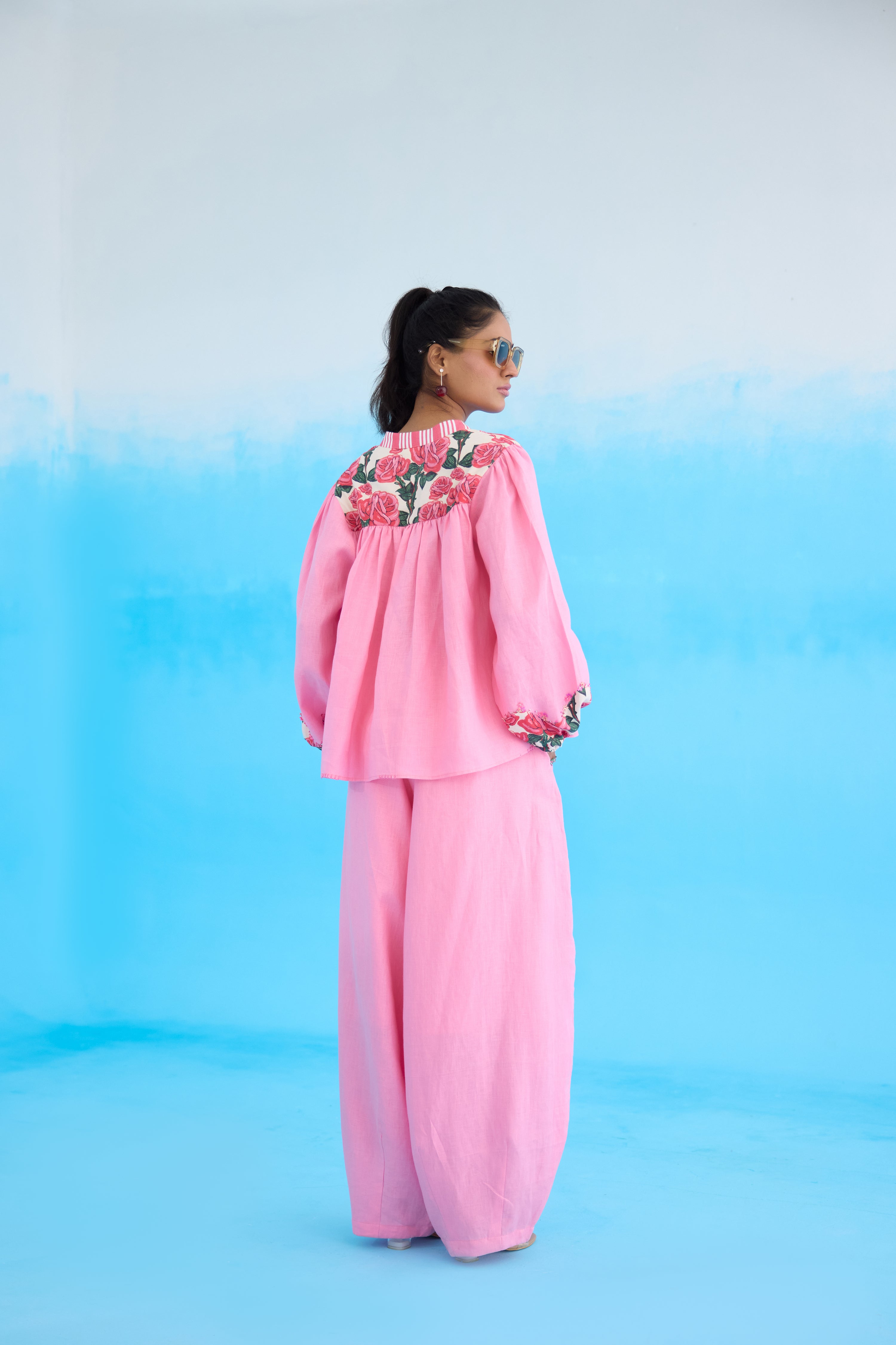 Pink rose baggy pants