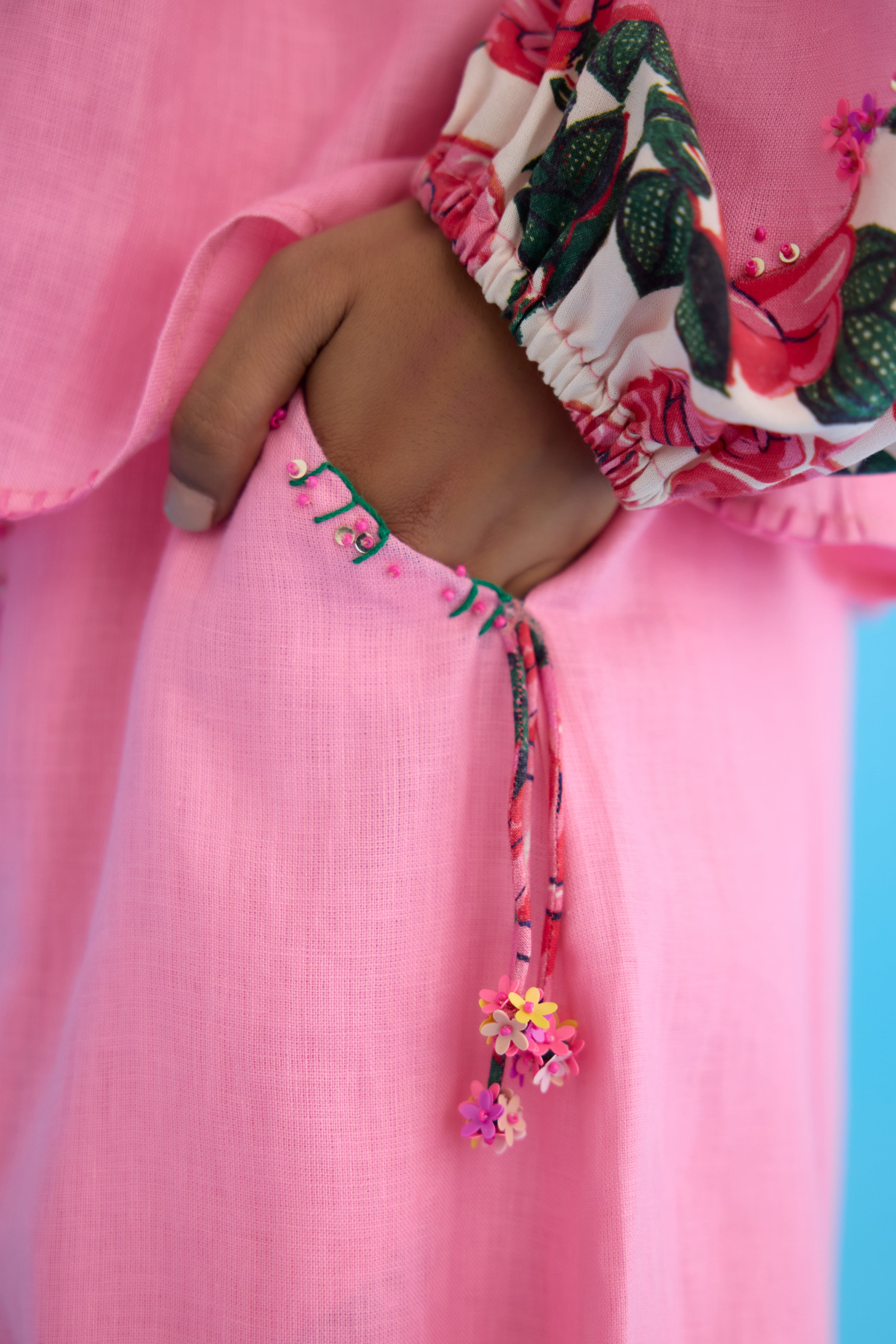 Pink rose baggy pants