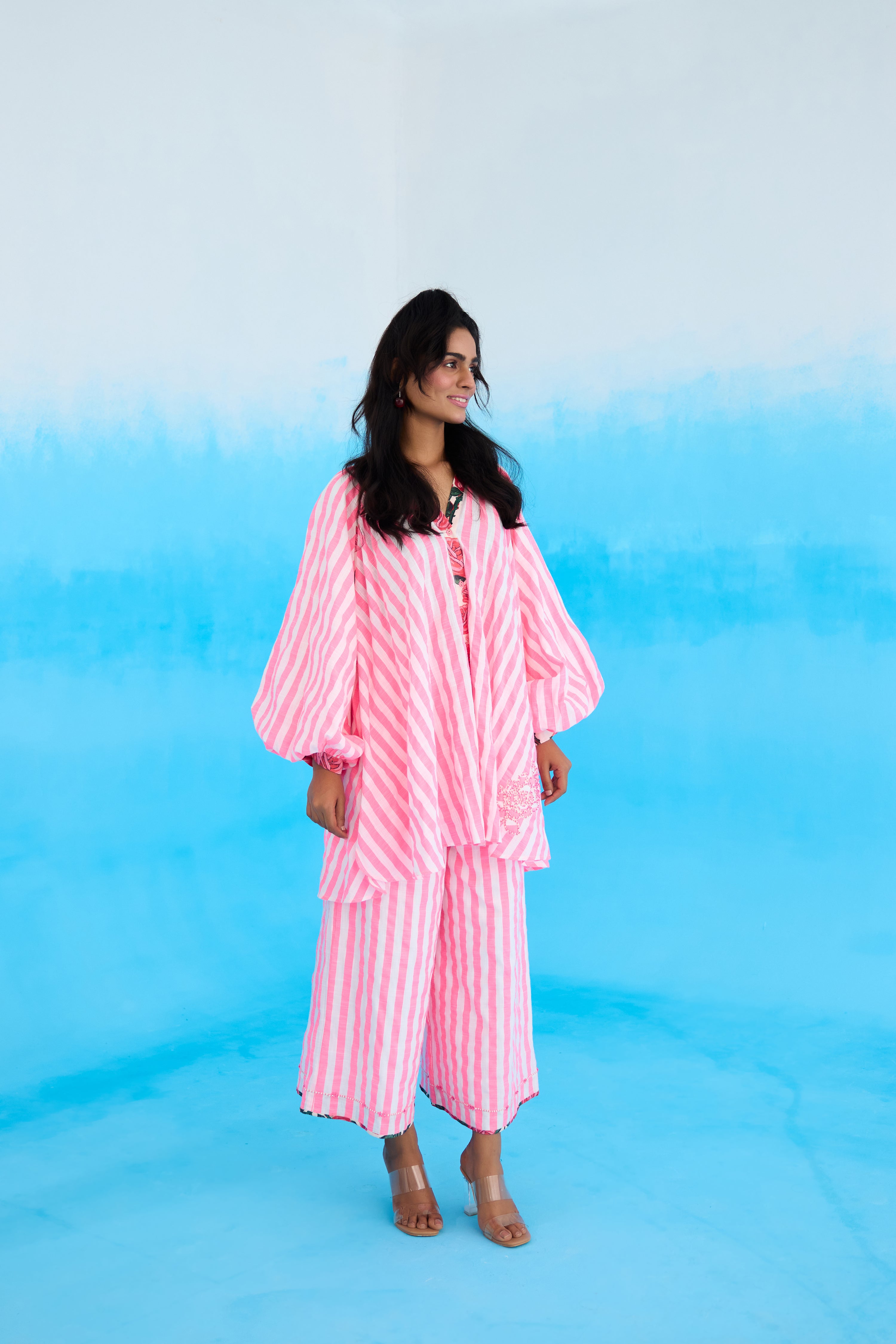 Pink candy stripes raglan shirt