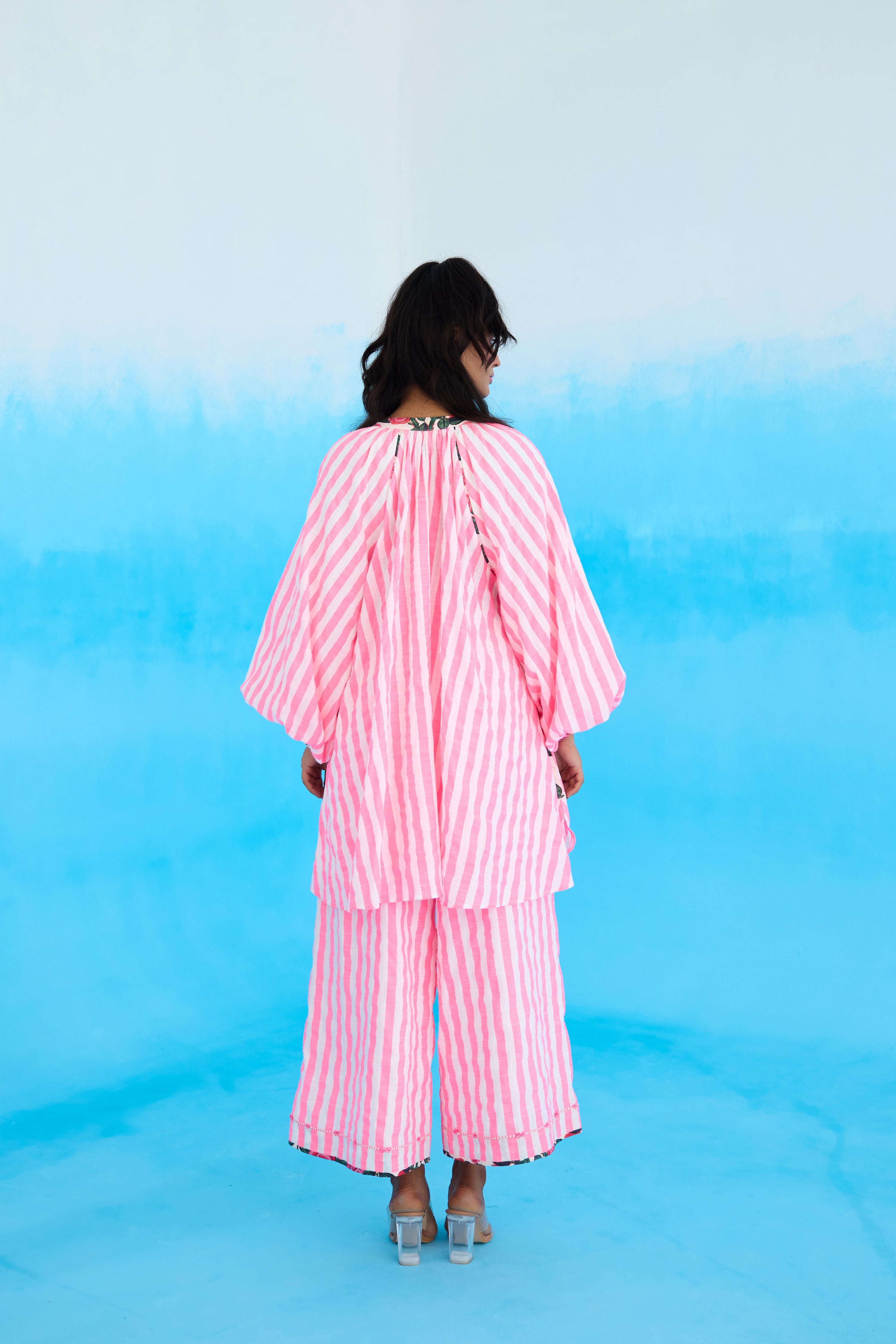 Pink candy stripes raglan shirt
