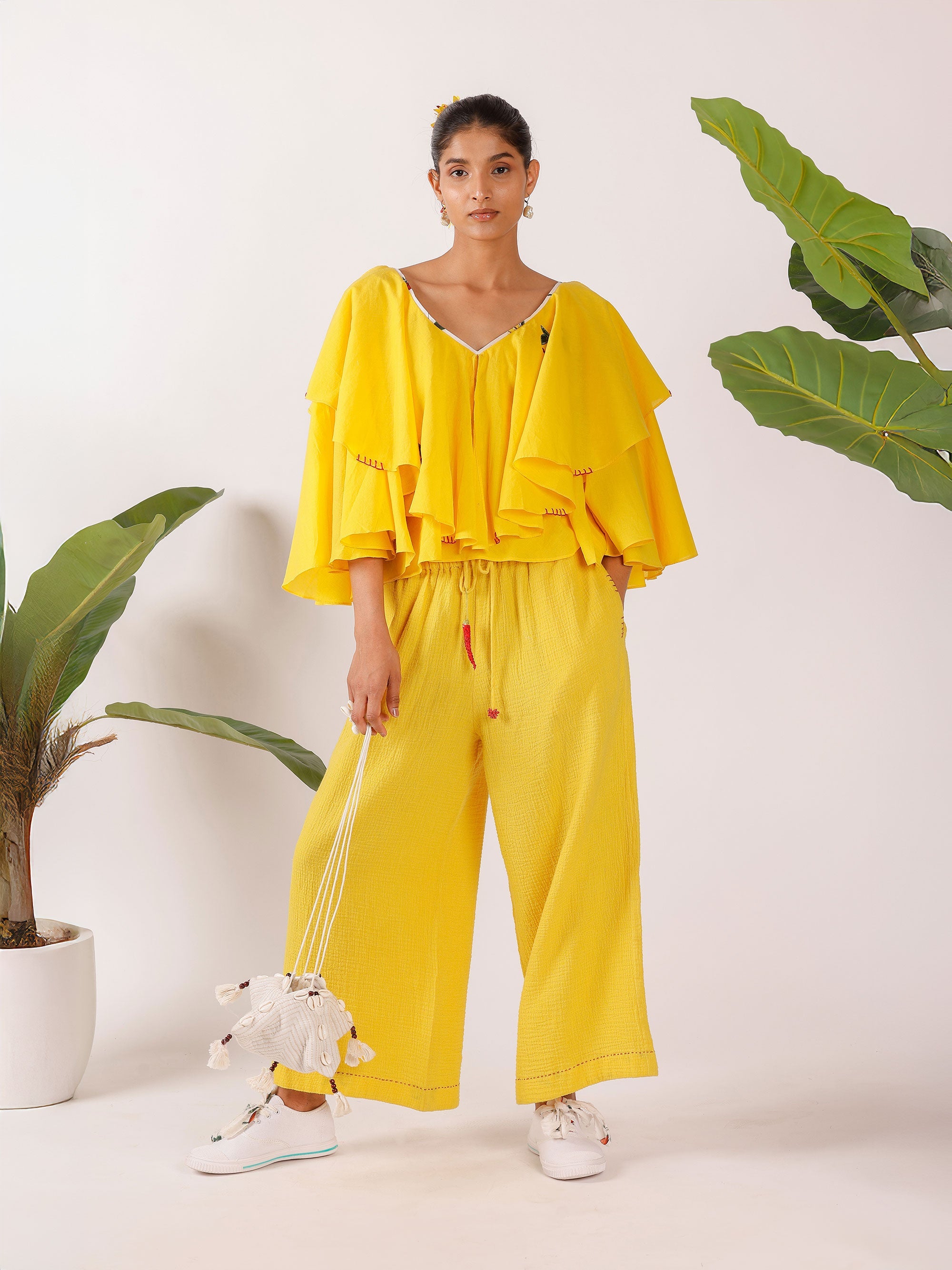 YELLOW RUFFLE TOP