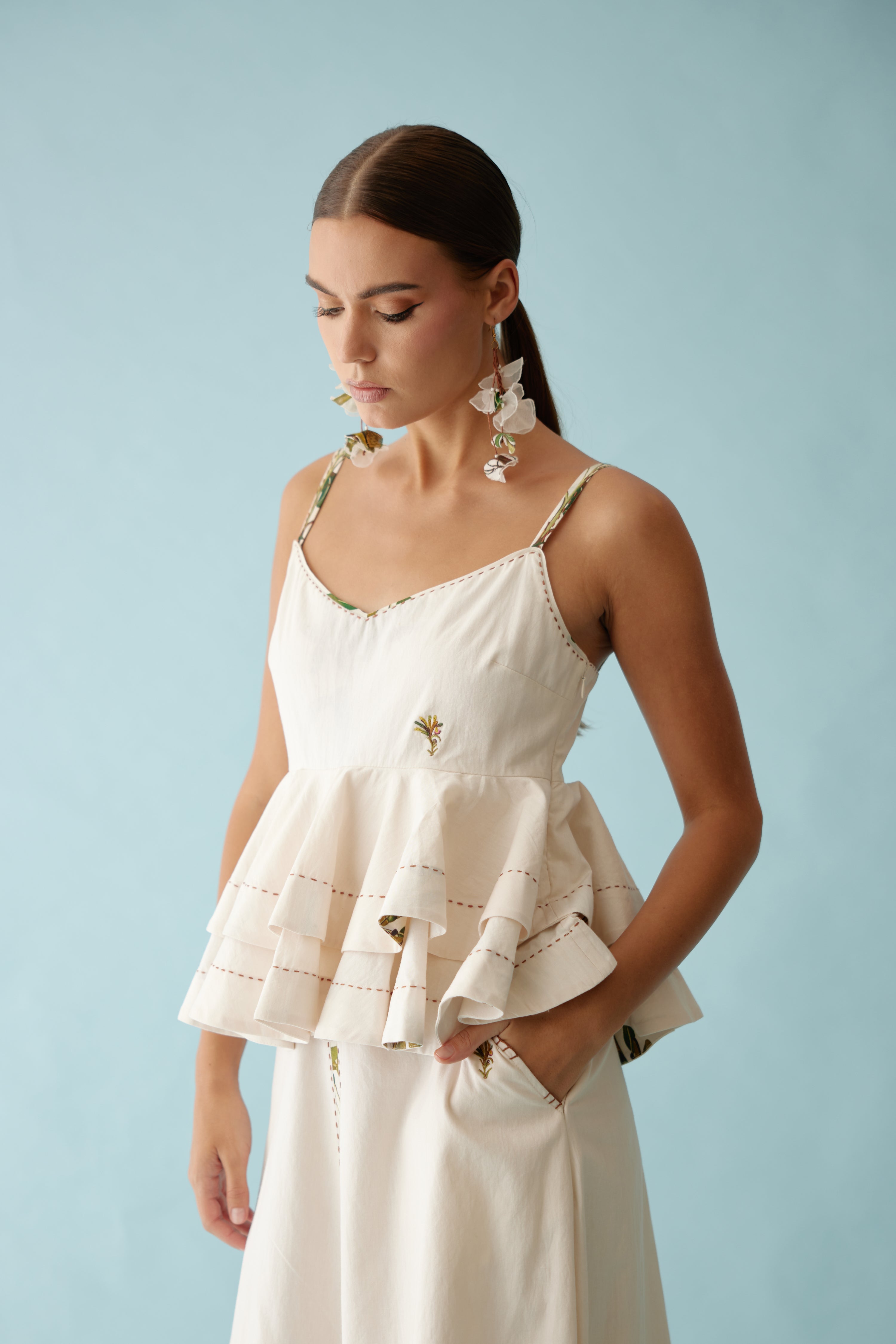 Cream banana tree applique co-ord sets