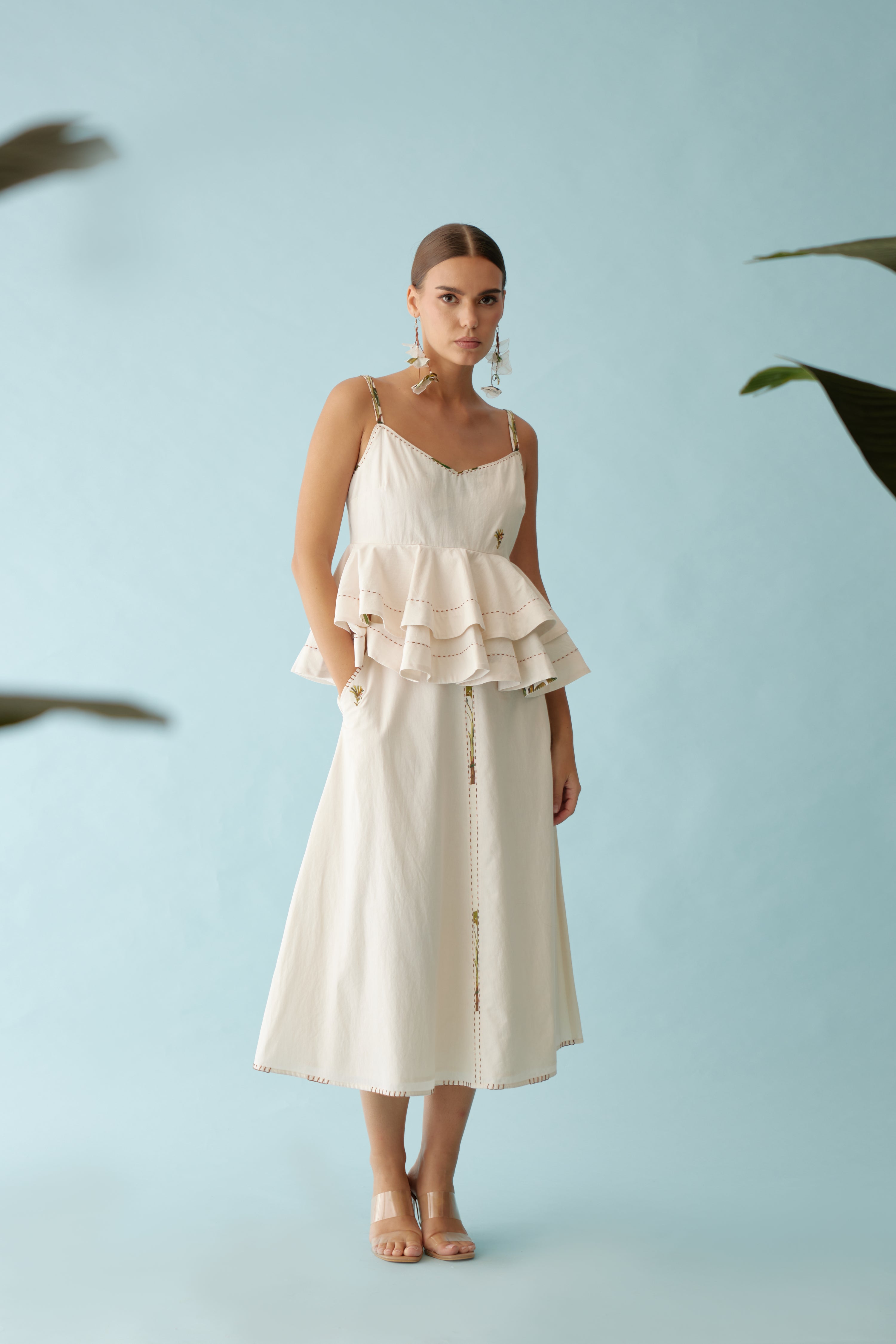 Cream A-line skirt