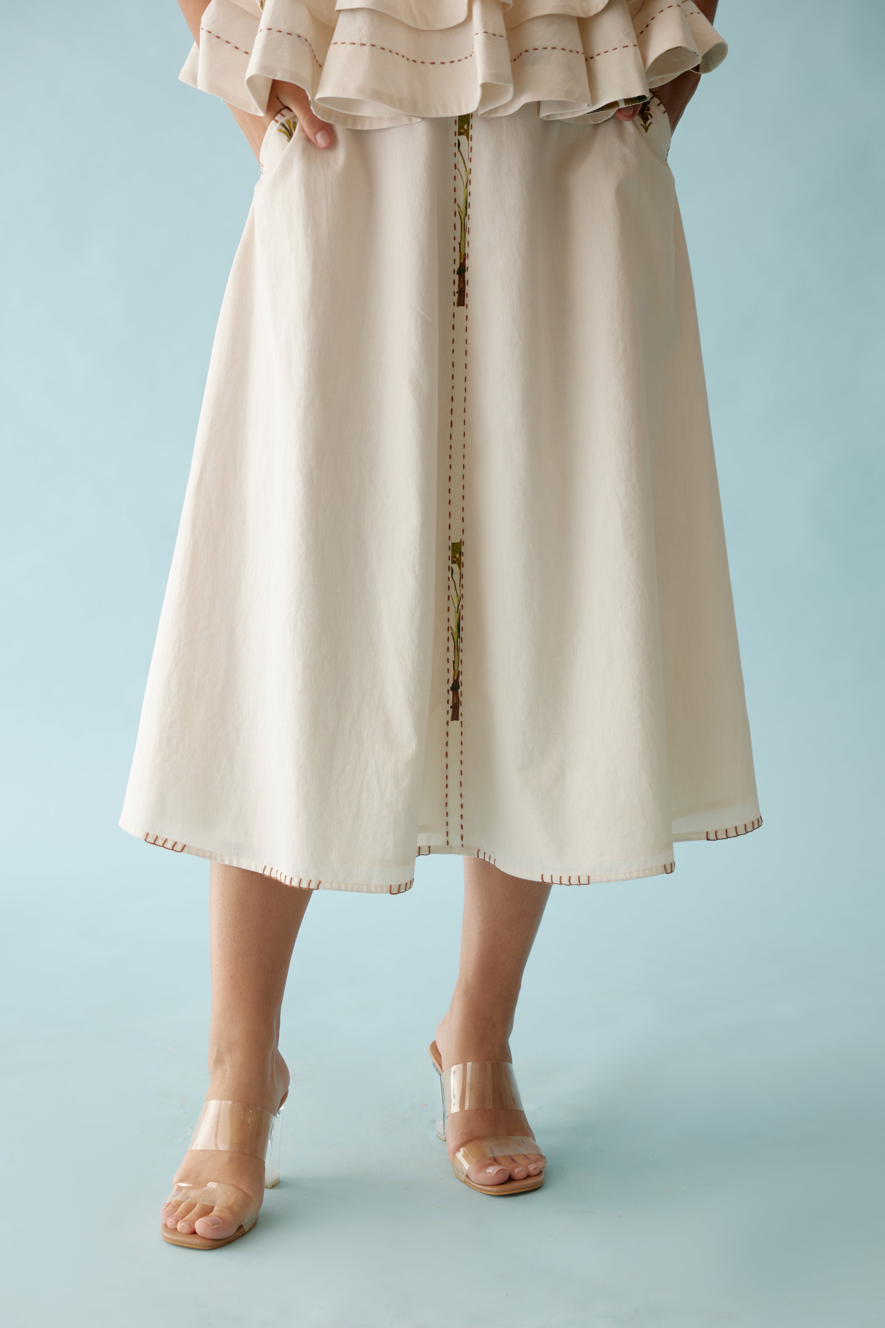 Cream A-line skirt