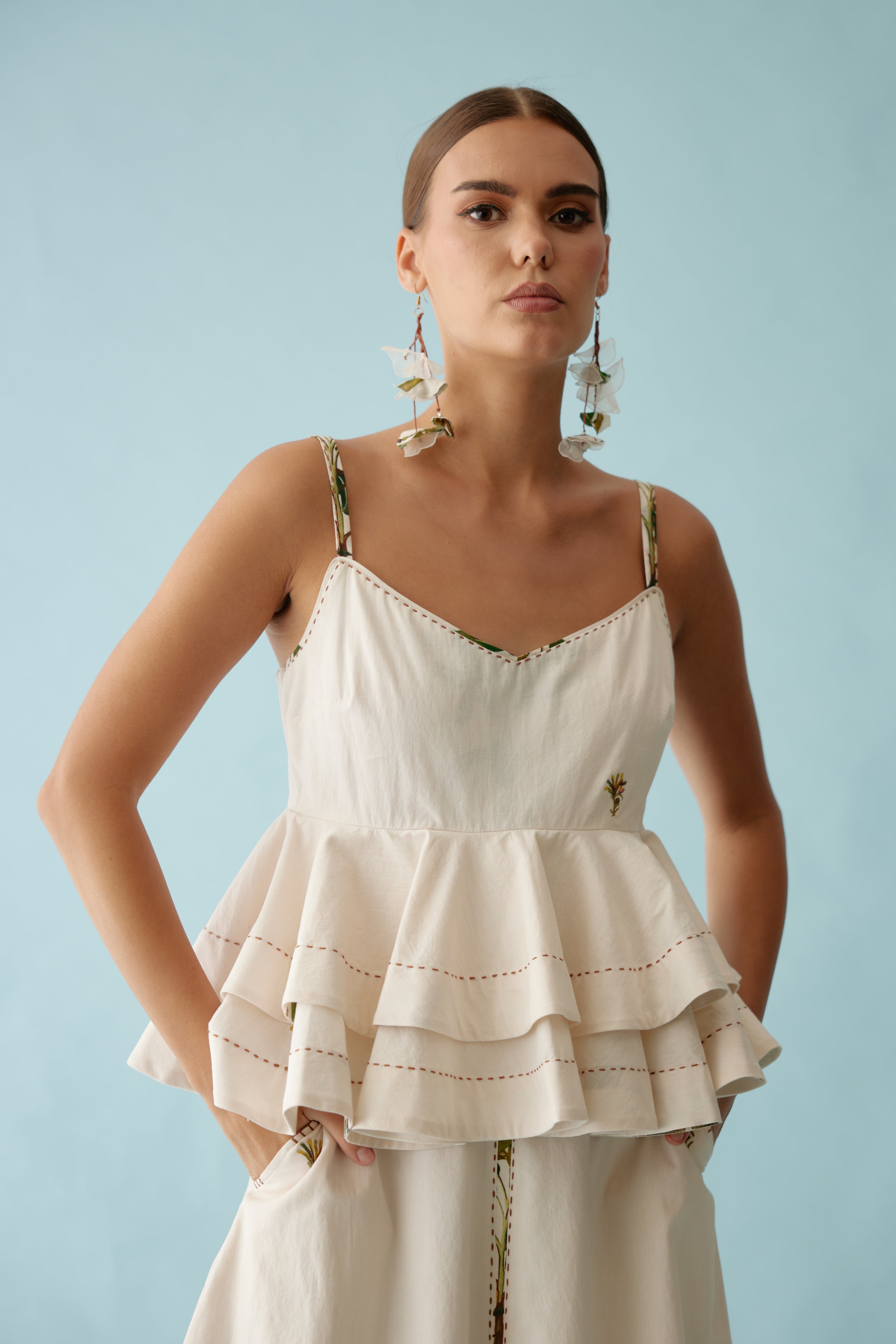 Cream cami peplum top