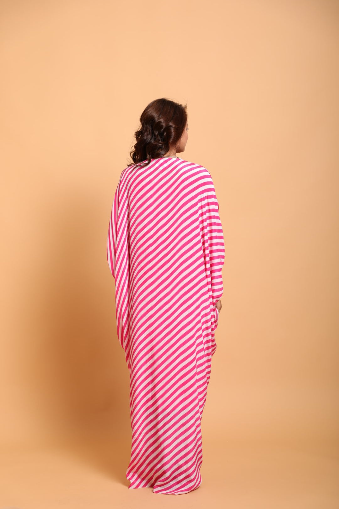 Mithai pink/white leheriya kaftan dress