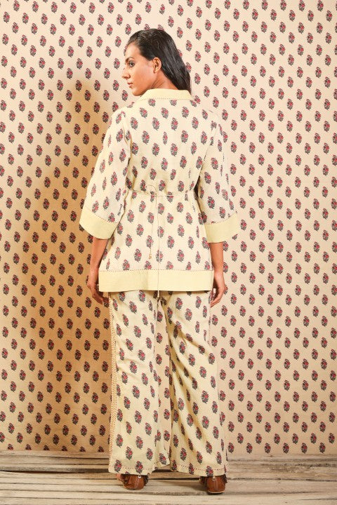 BEIGE CO-ORD SET WITH HAND STITCHED EMBROIDERED BELT