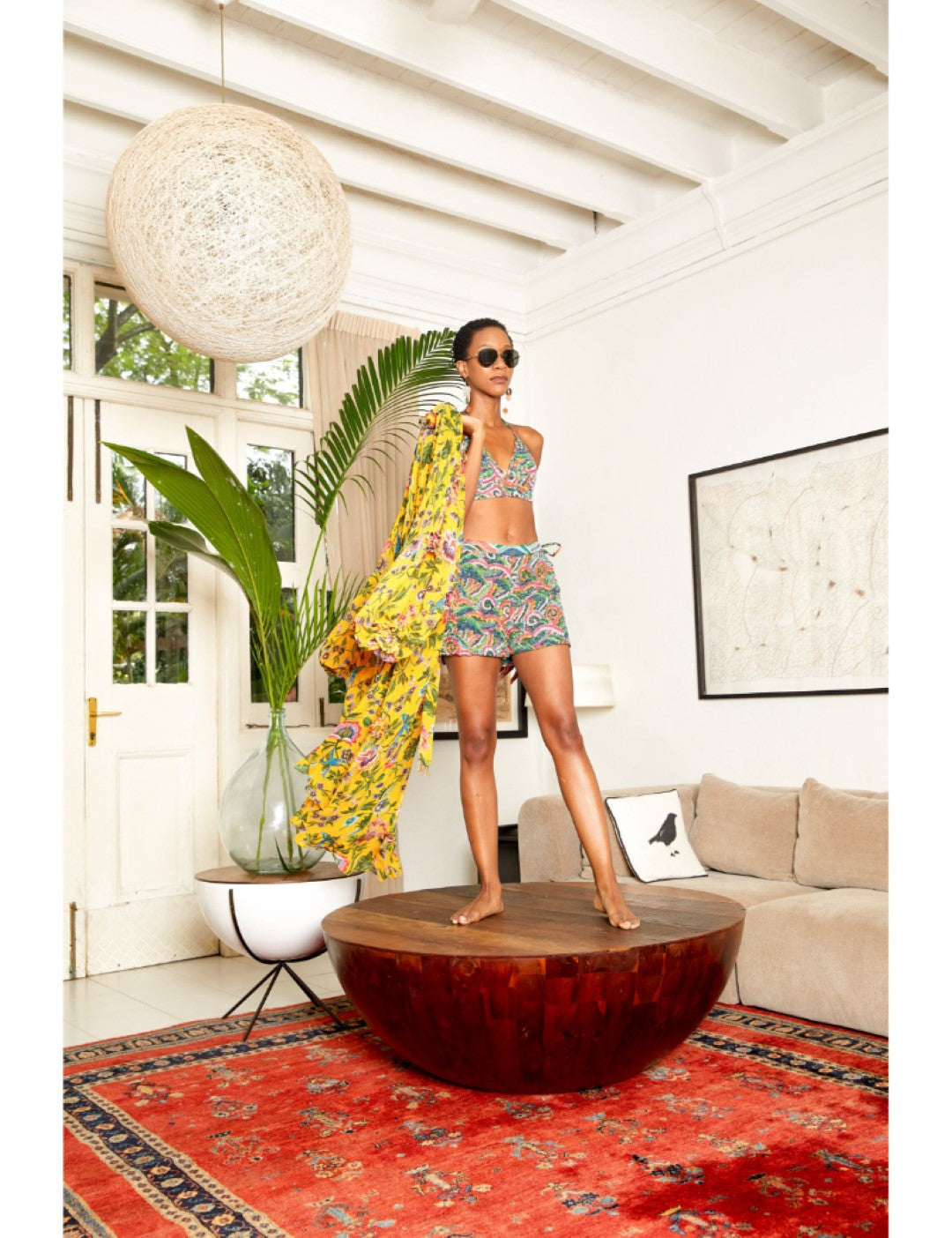 100% Hand Woven Silk Chiffon Hand painted yellow chiffon dress.