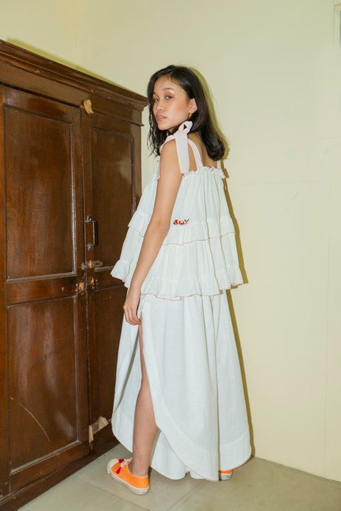 Hand Woven Cotton Emb. Pants With Hand Stitch And Tassels Detailings. Azo Free