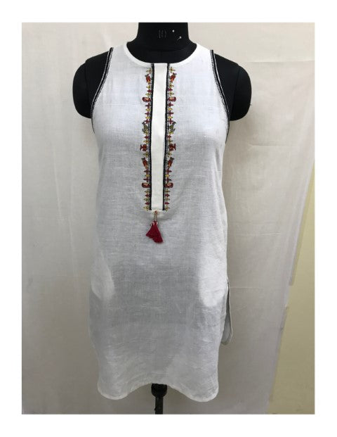 Hand Woven Cotton Emb. Tunic With Tassels Detailing. Azo Free