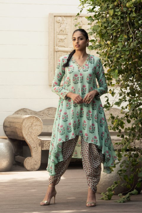 ASYMETRIC TUNIC WITH DHOTI