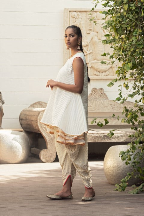 SIDE GODET TUNIC WITH DHOTI