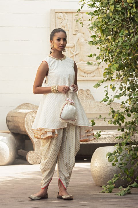 SIDE GODET TUNIC WITH DHOTI