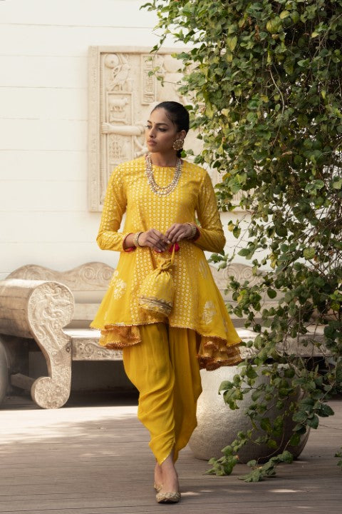 SIDE GODET TUNIC WITH DHOTI