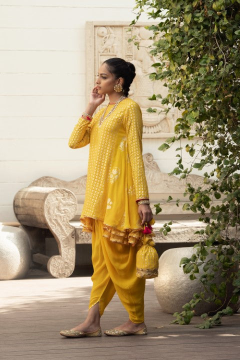 SIDE GODET TUNIC WITH DHOTI