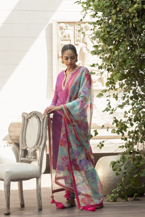 CREPE KURTA WITH CHUDIADAR AND DUPATTA