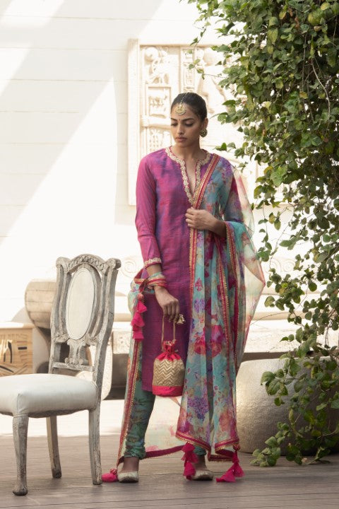 CREPE KURTA WITH CHUDIADAR AND DUPATTA