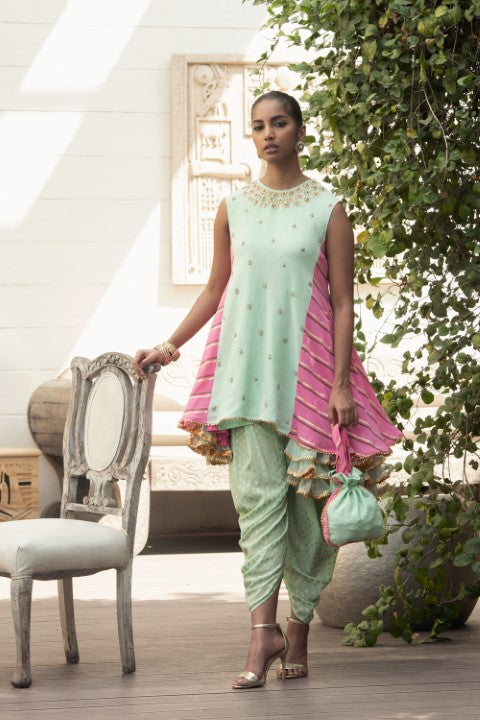 SIDE GODET TUNIC WITH DHOTI