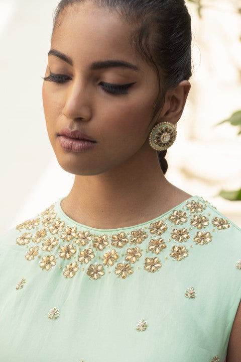 SIDE GODET TUNIC WITH DHOTI