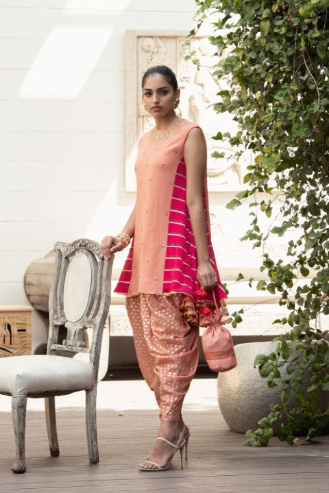 SIDE GODET TUNIC WITH DHOTI