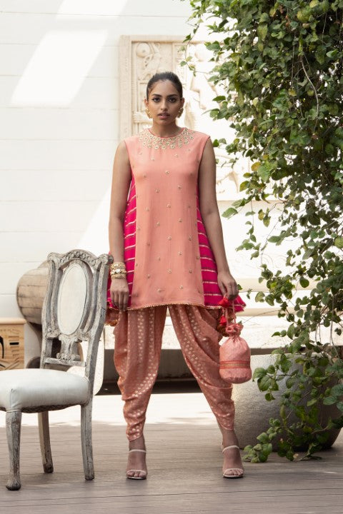 SIDE GODET TUNIC WITH DHOTI