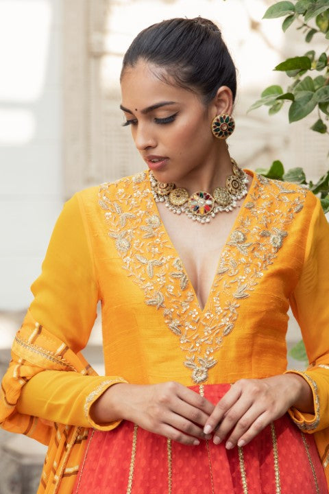 YOKED KALIDAR WITH DUPATTA AND CHUDIDAR