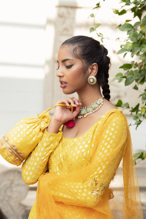 YOKED KALIDAR WITH DUPATTA AND CHUDIDAR
