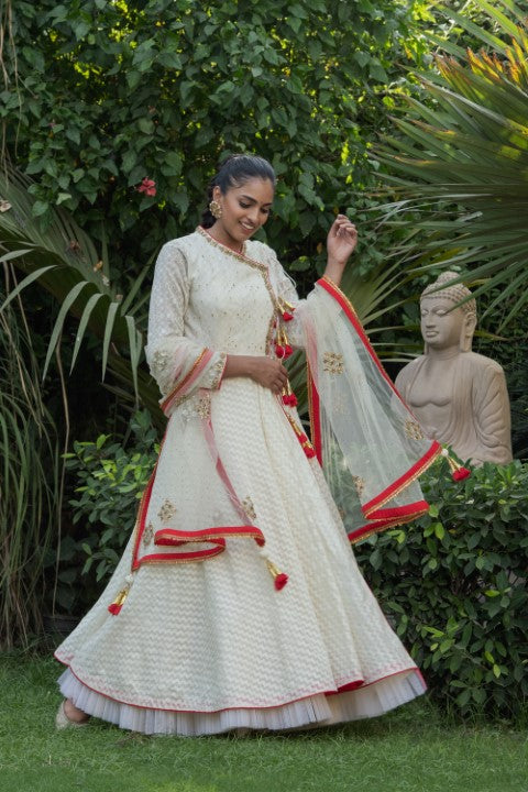 ANGRAKHA KALIDAR WITH DUPATTA AND CHUDIDAR