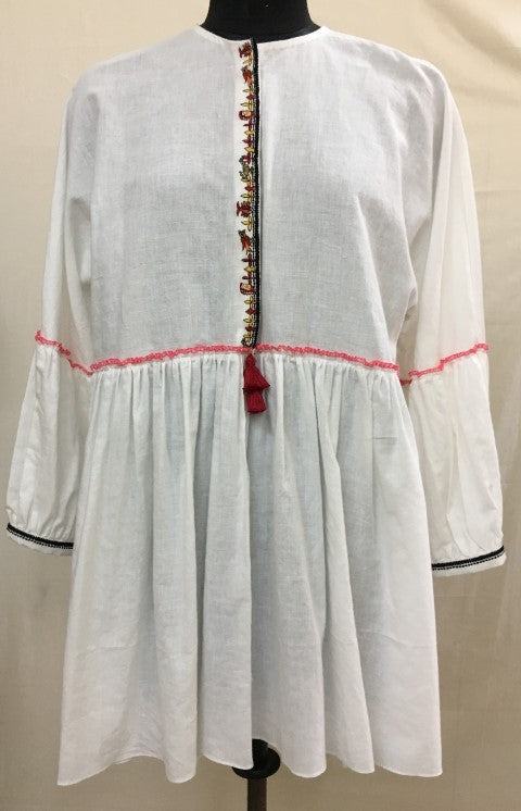 Hand Woven Cotton Emb. Dress with pintuckes And Tassels Detailing. Azo Free