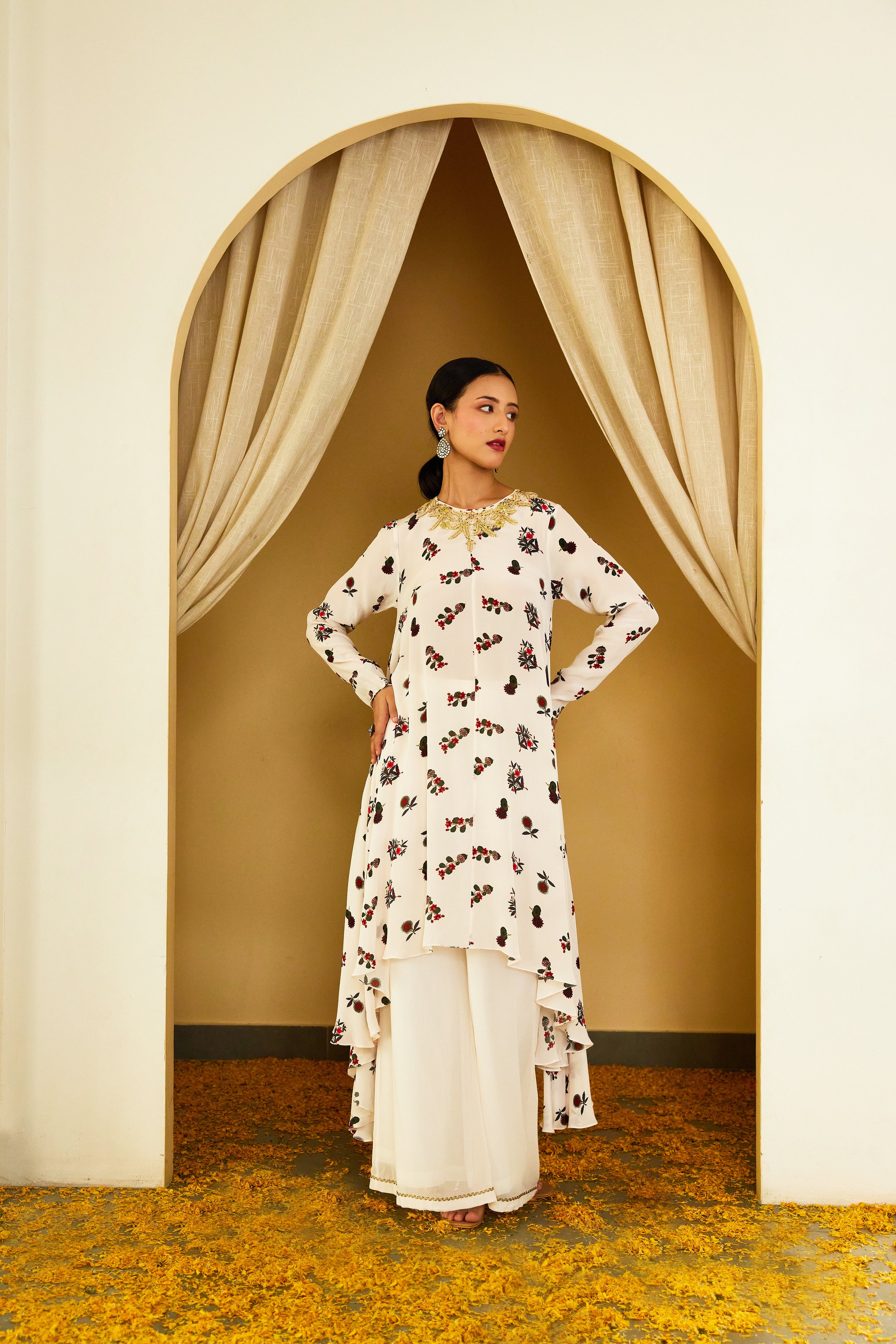 Ivory Kohinoor Buta Print Palazzo Set