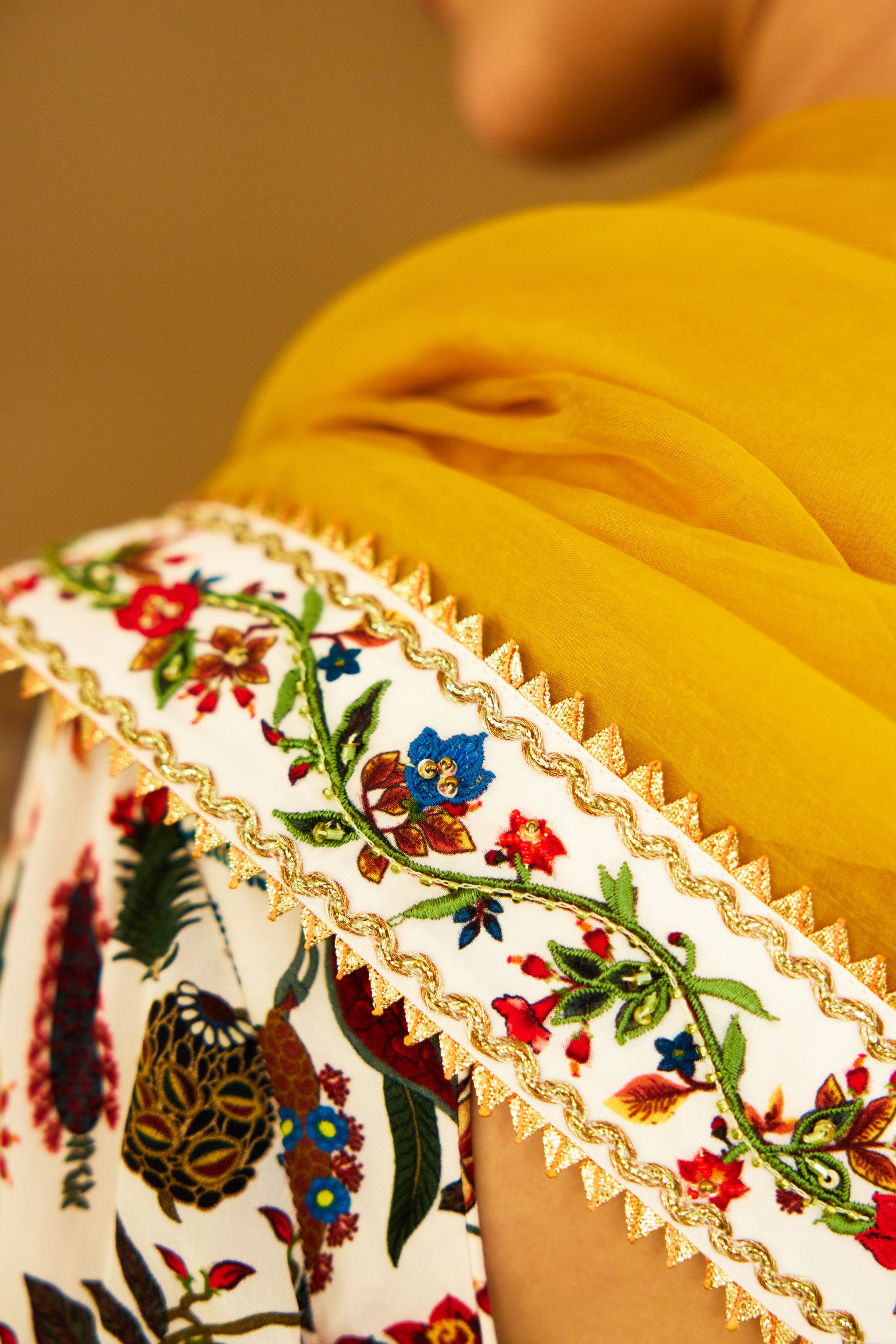 Ochre Pure Organza Double Layer Lehenga Set