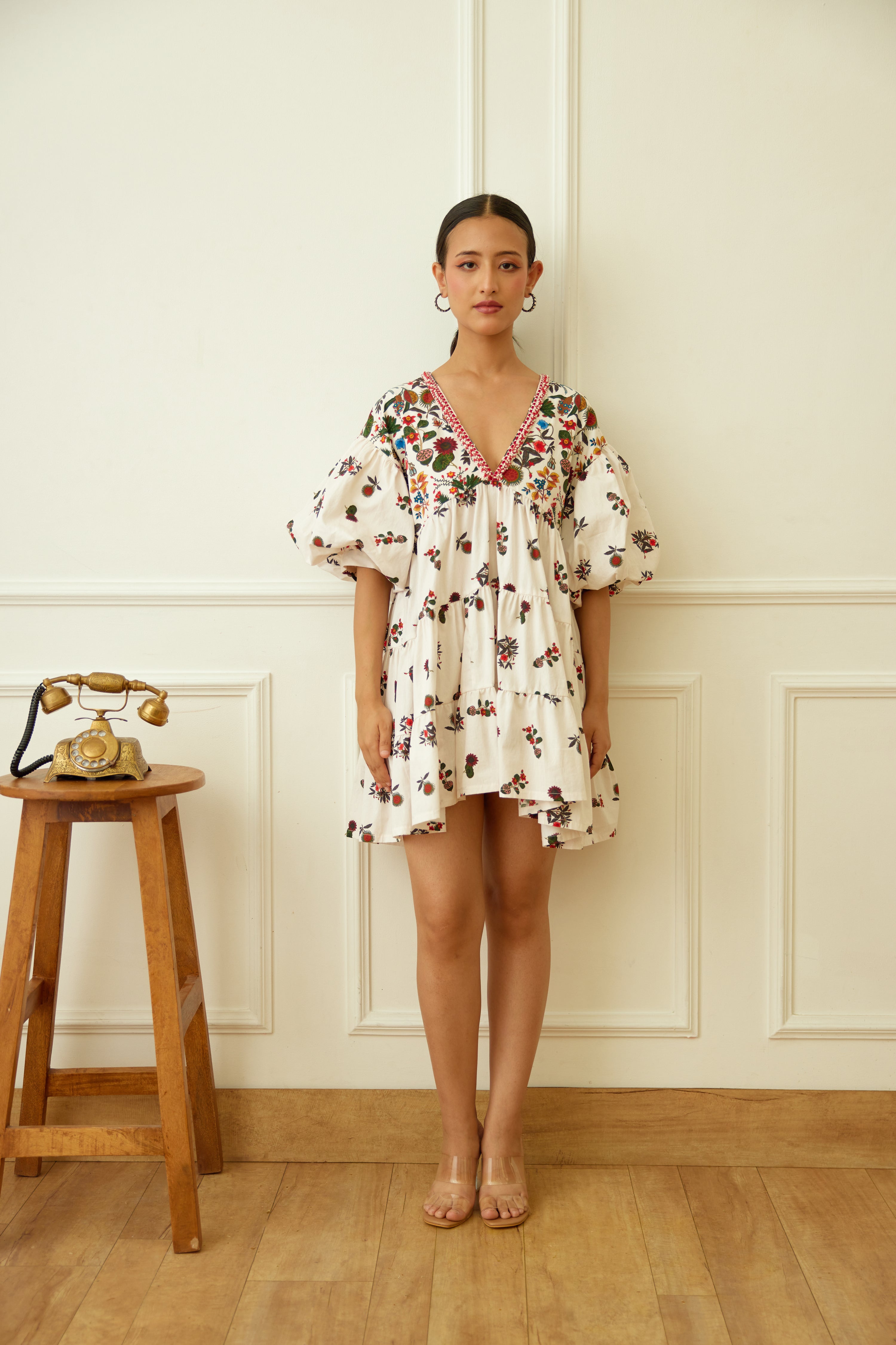 Ivory Kohinoor Buta Print Dress