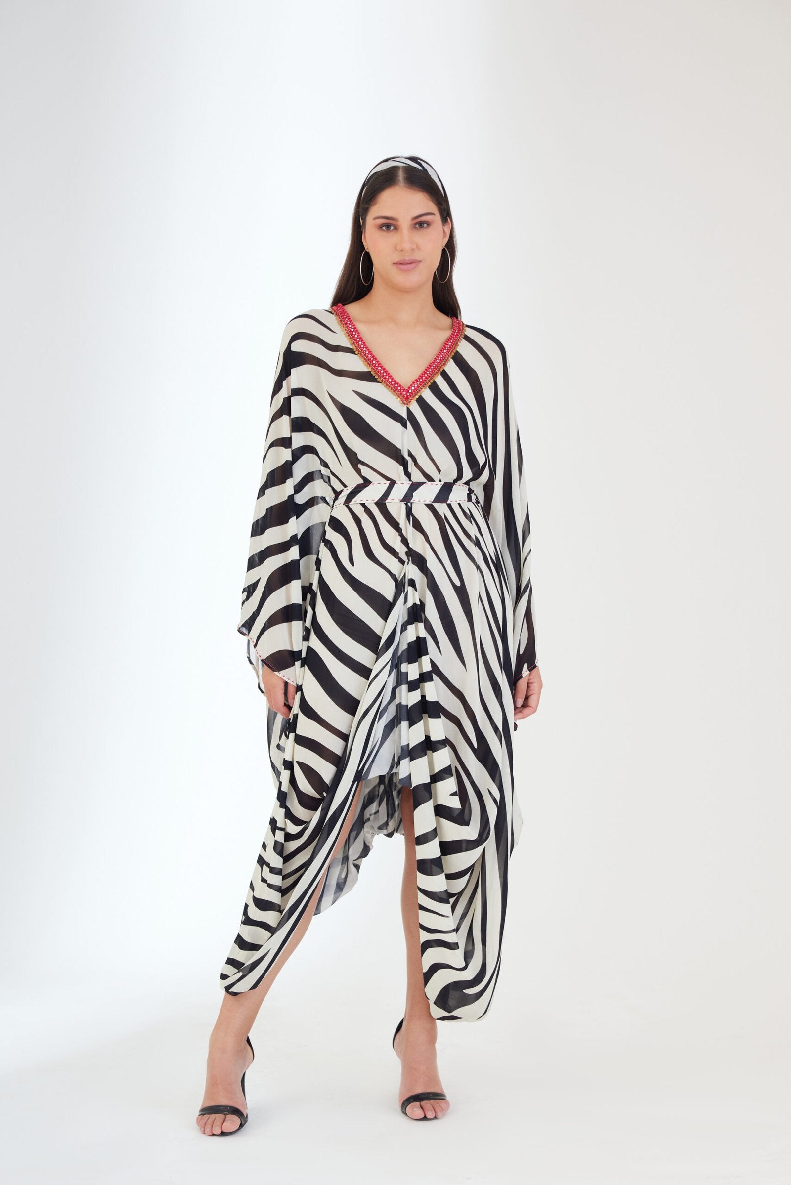 Black N White Kaftan Dress