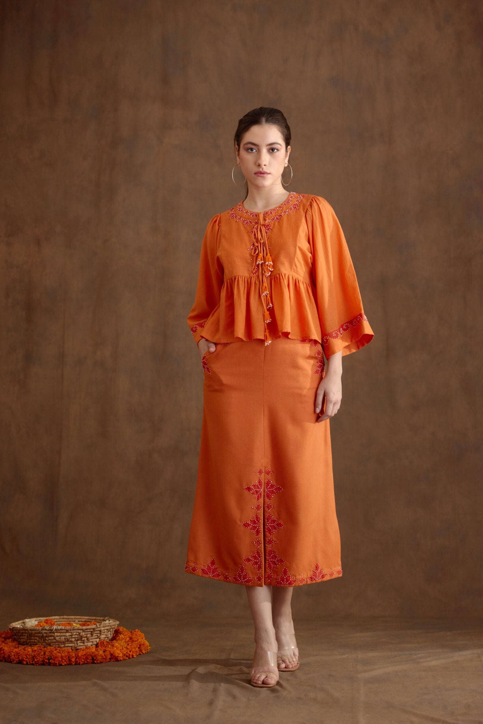 Saffron Applique Embroidered Top