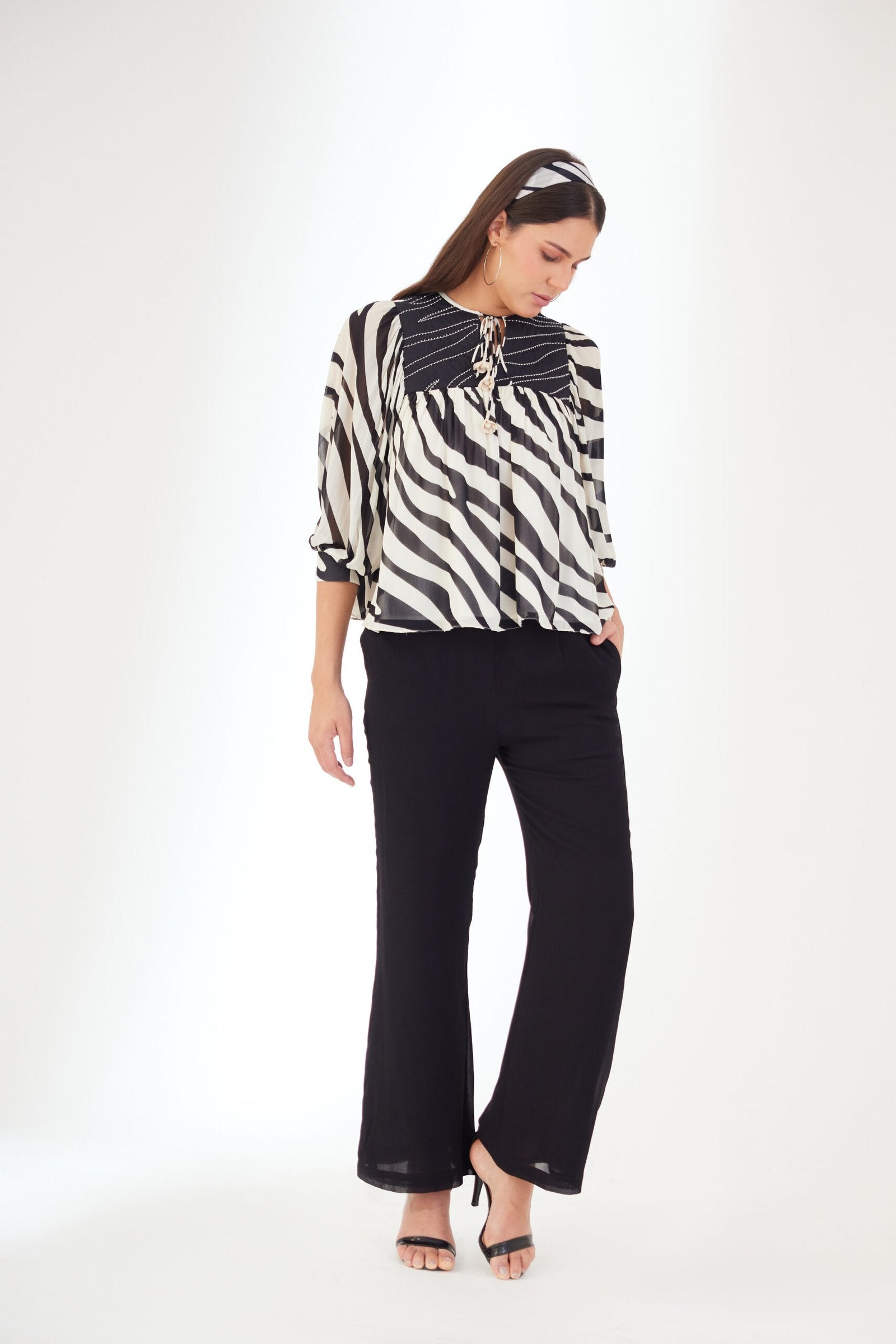 Black N White Animal Print Top