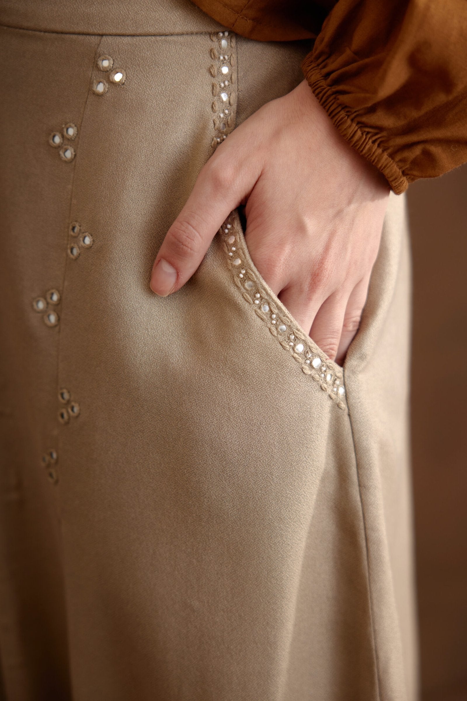 Tobacco Applique Embroidered Co-ord Sets