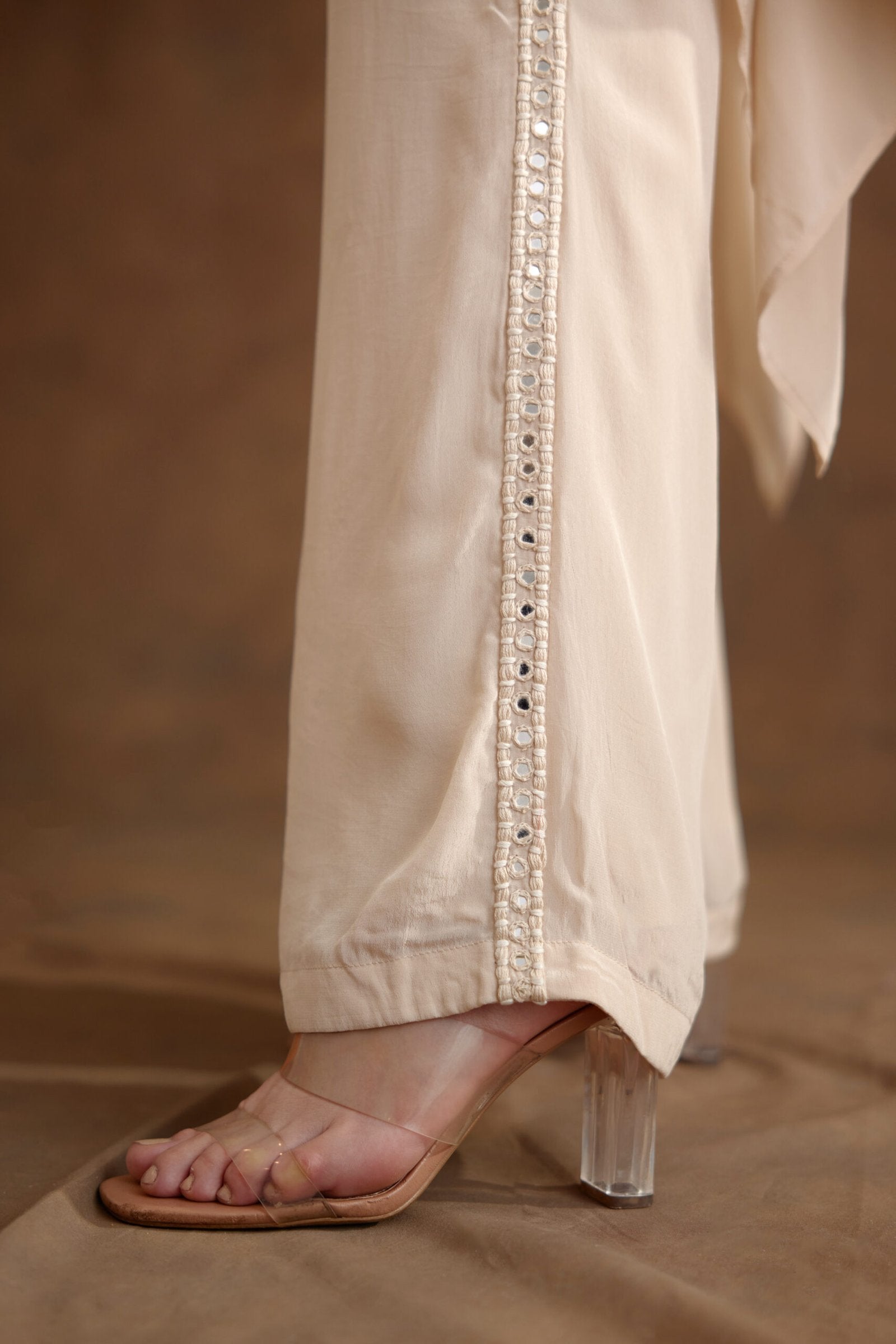 Cream Hand Embroidered Co-ord Sets