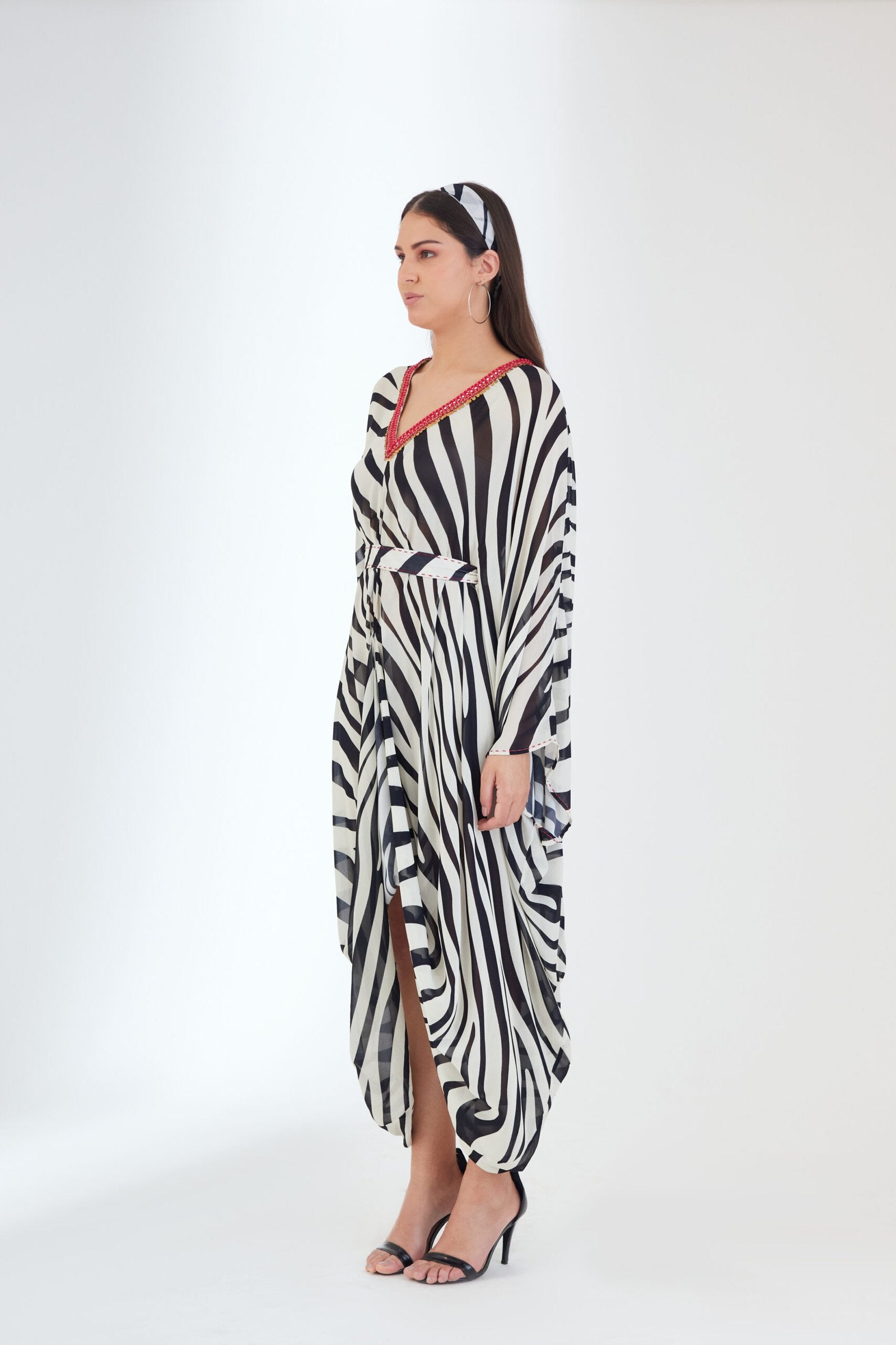 Black N White Kaftan Dress