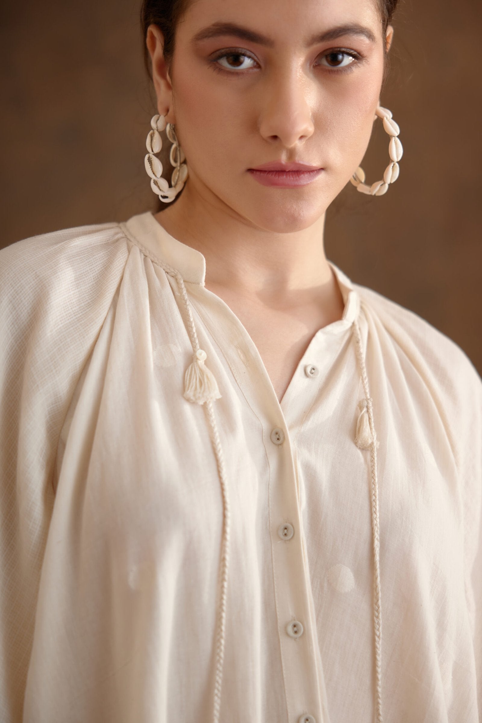 Cream Hand Braided Tassels Tier Dress