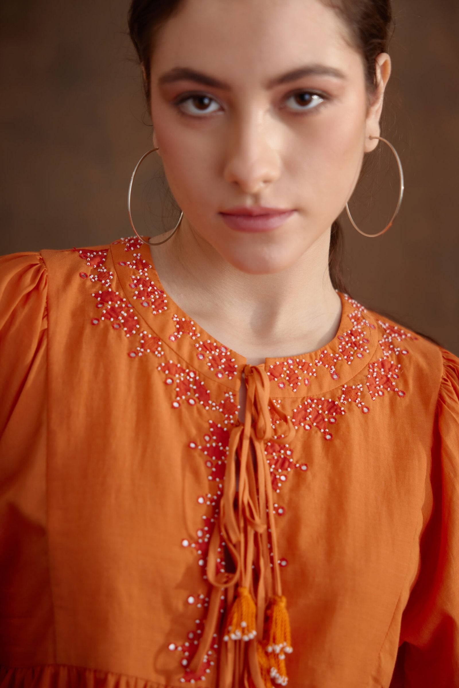 Saffron Applique Embroidered Top