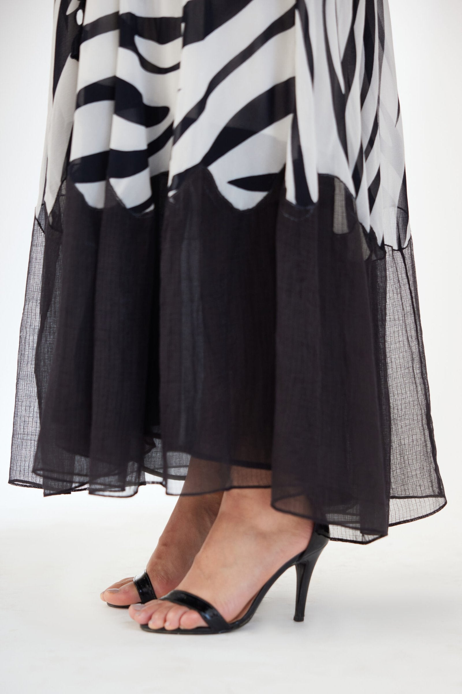Black N White Tassels Maxi Dress