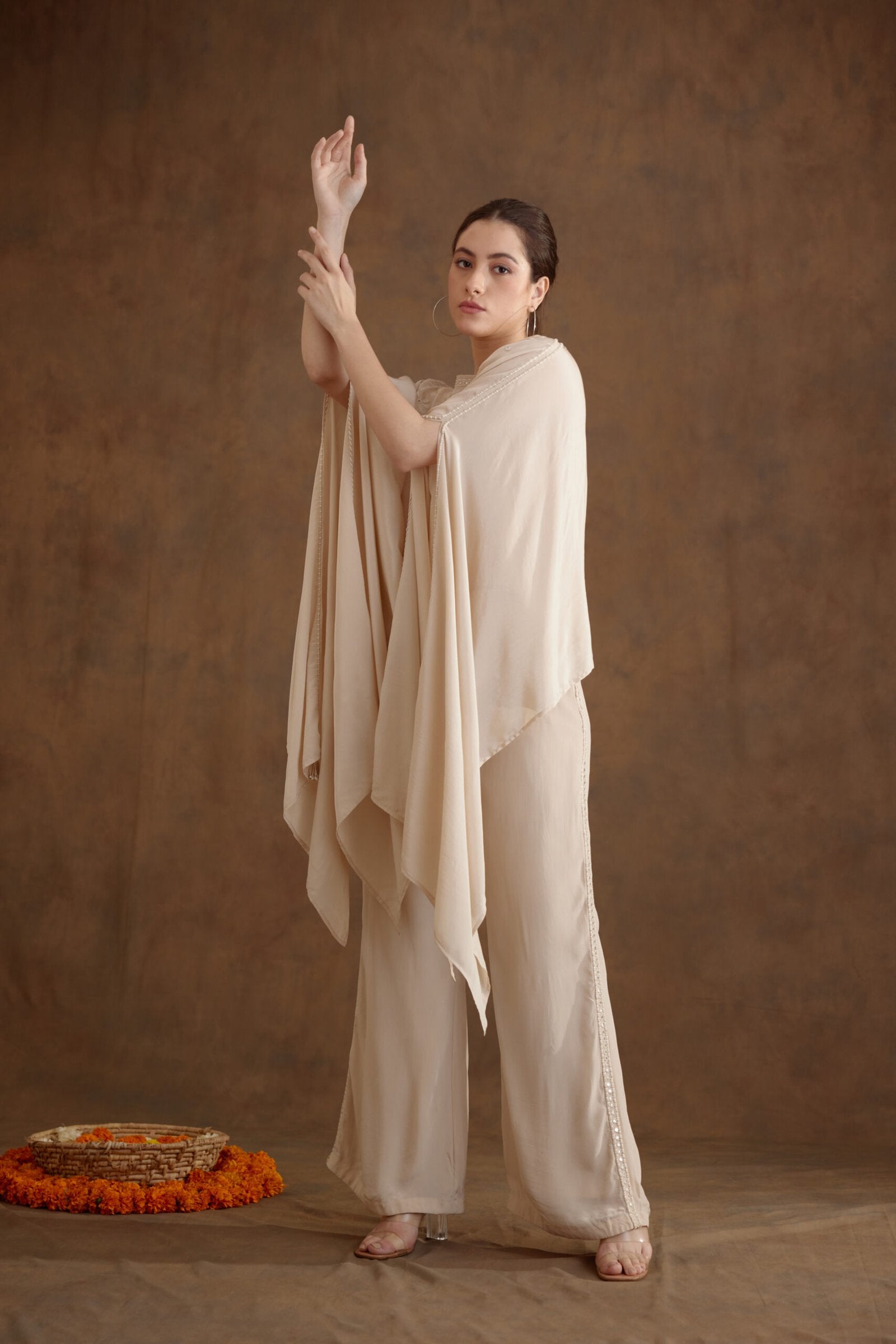 Cream Hand Embroidered Co-ord Sets
