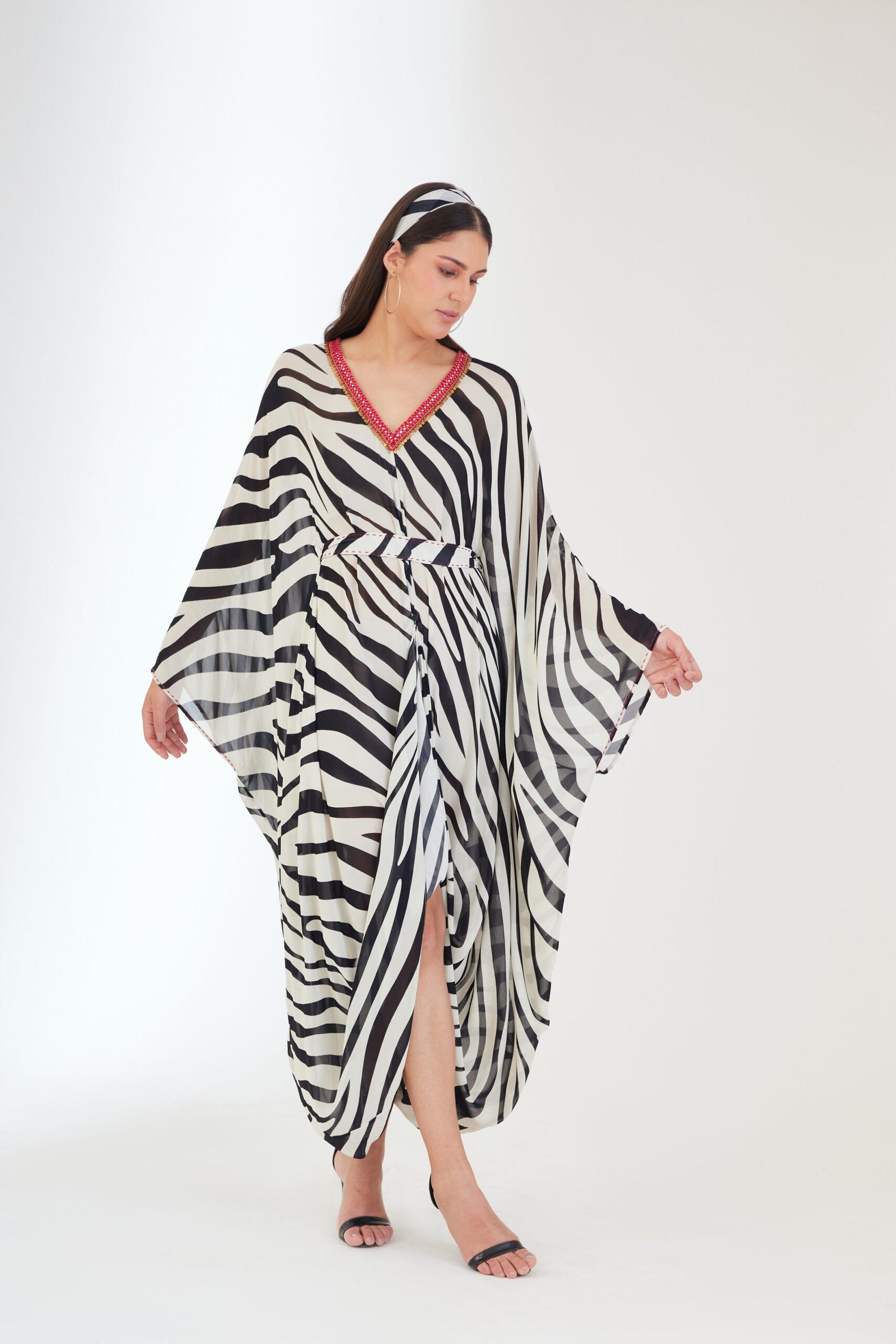 Black N White Kaftan Dress