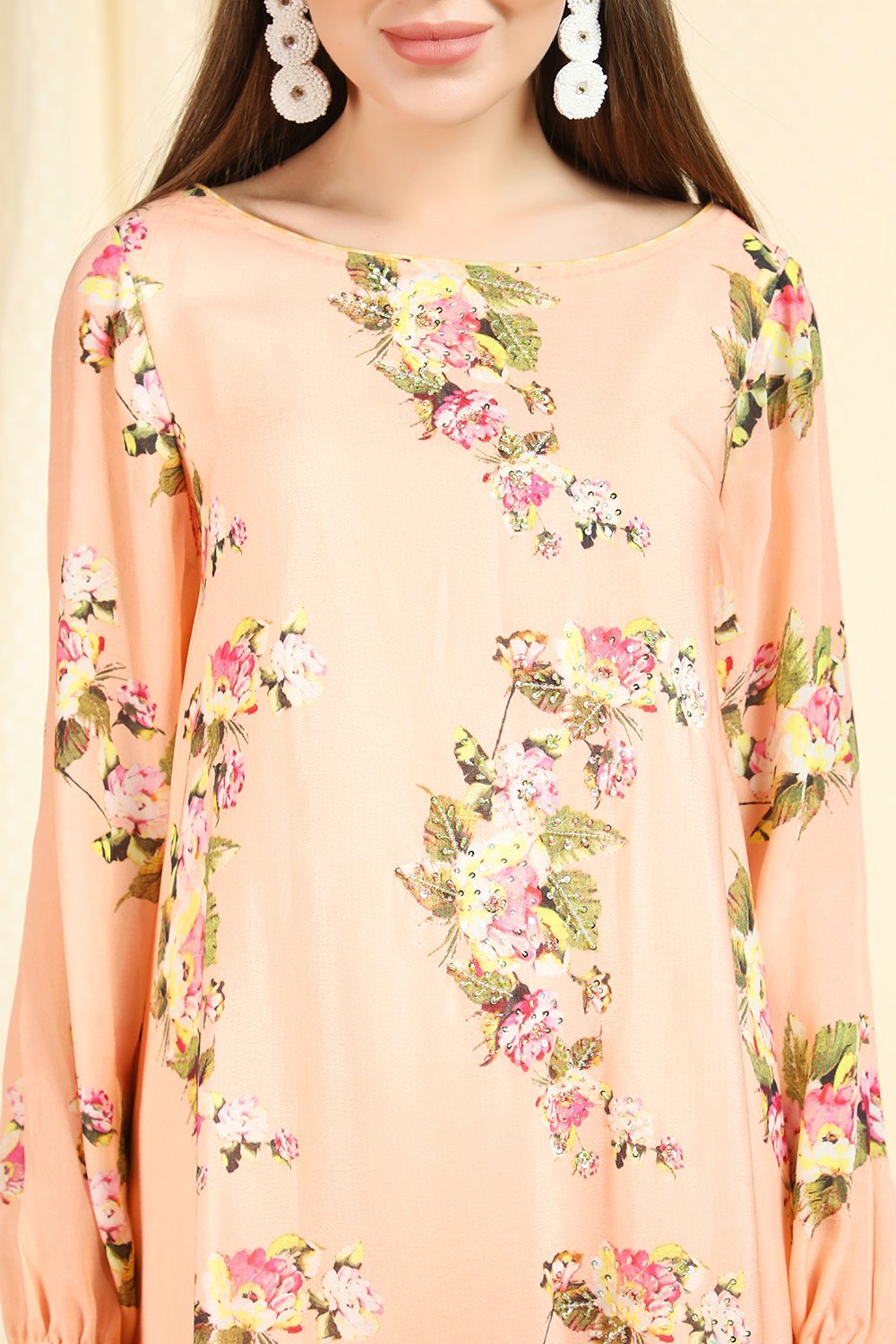 Ghee jamdani kaftan tunic with dhoti pants