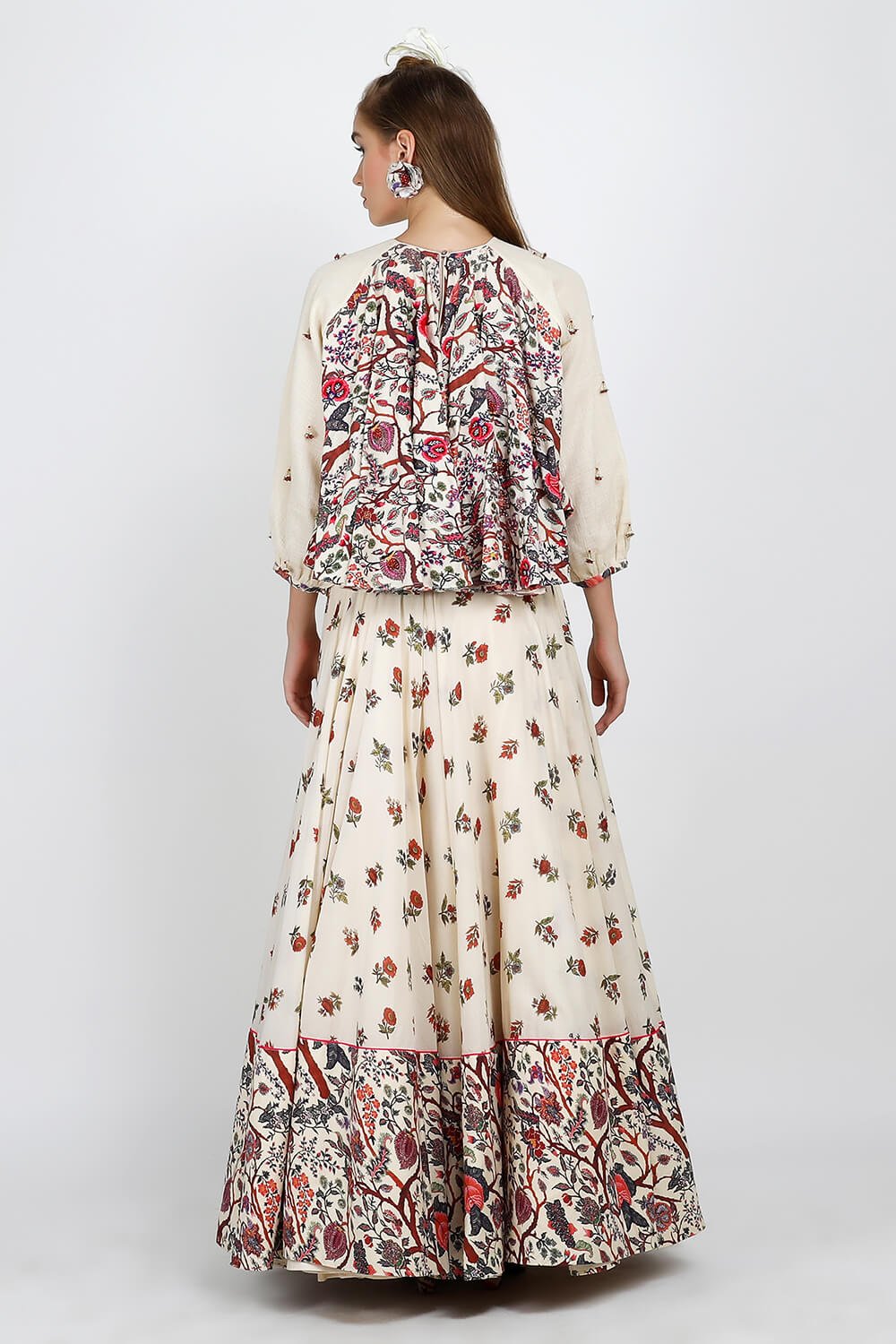 jacket with a ruffled top & tierred khadi skirt